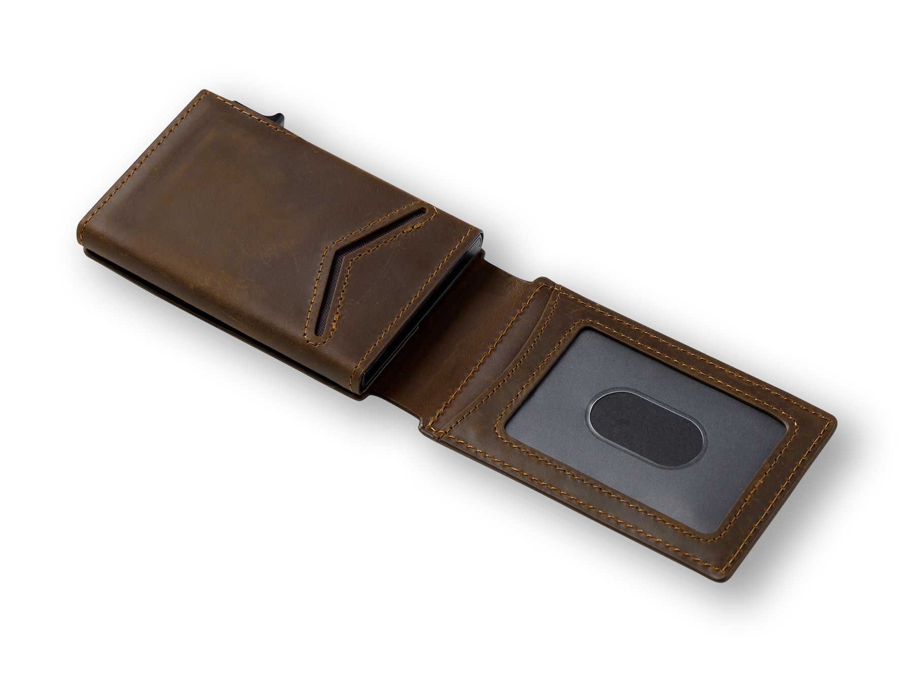 Dakota Men's Card Case Push Wallet Overhead_Plunge