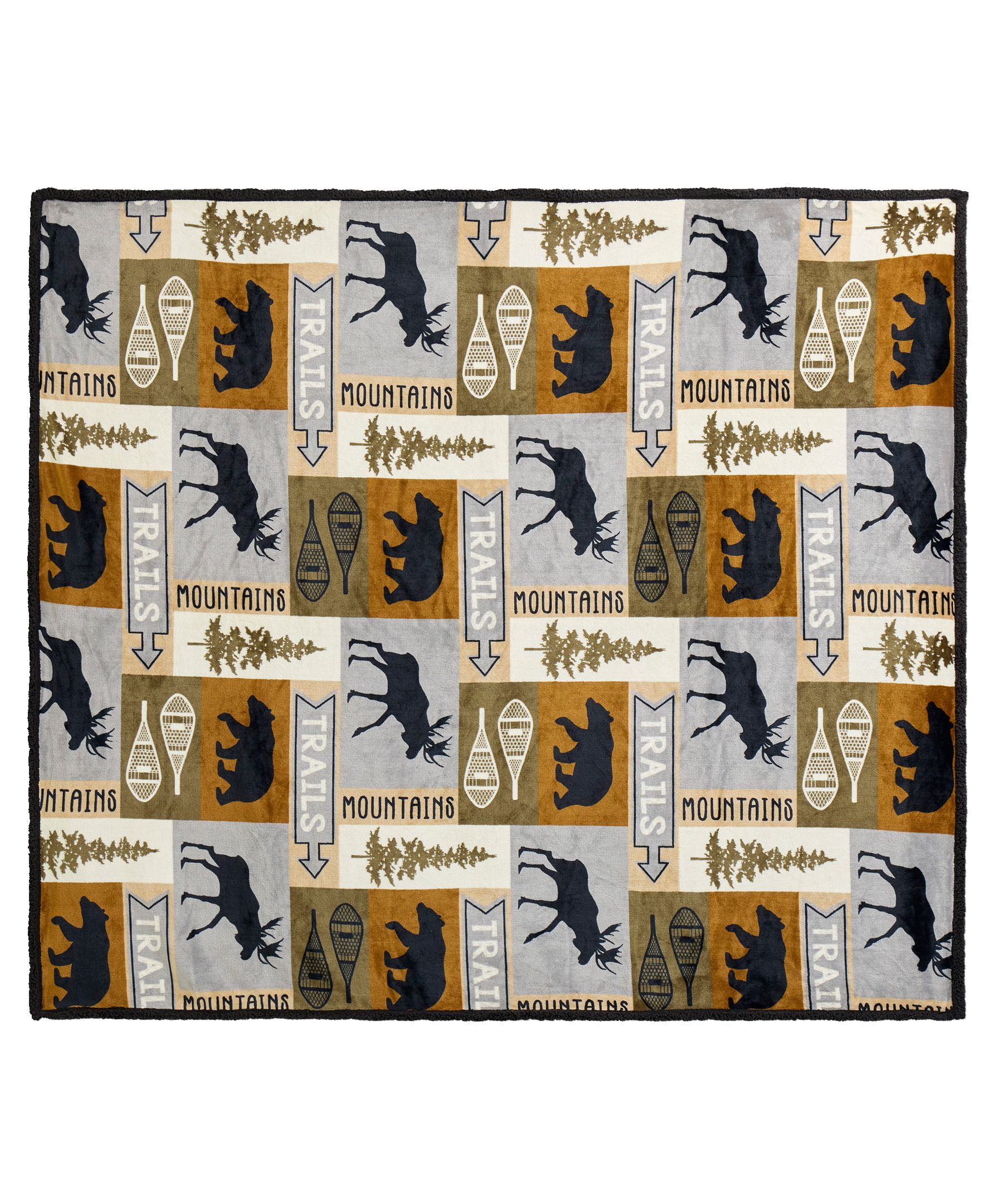 WindRiver Heritage Trails Printed Sherpa Blanket Front_Flat