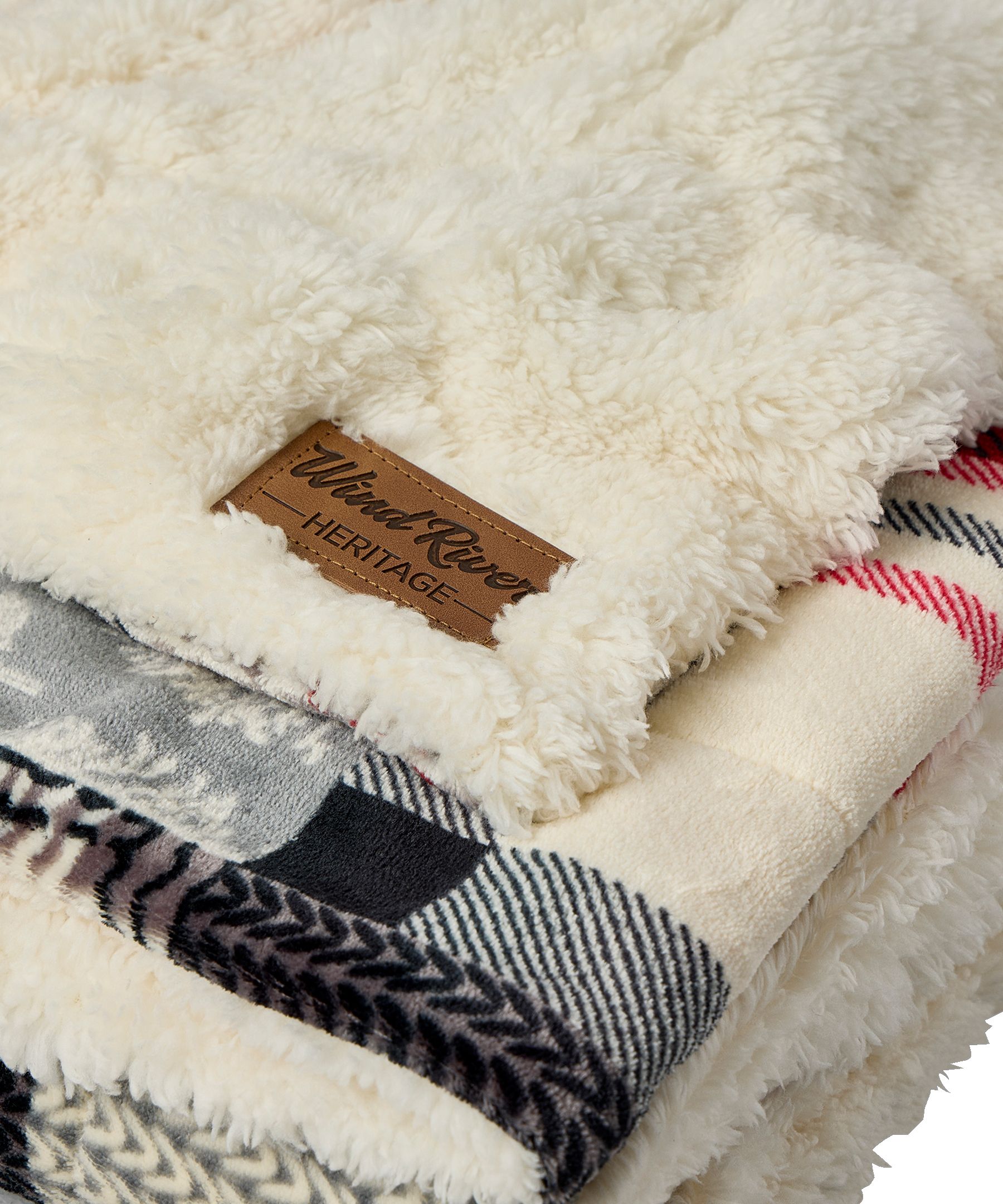 WindRiver Heritage Patchwork Sherpa Blanket CloseUp