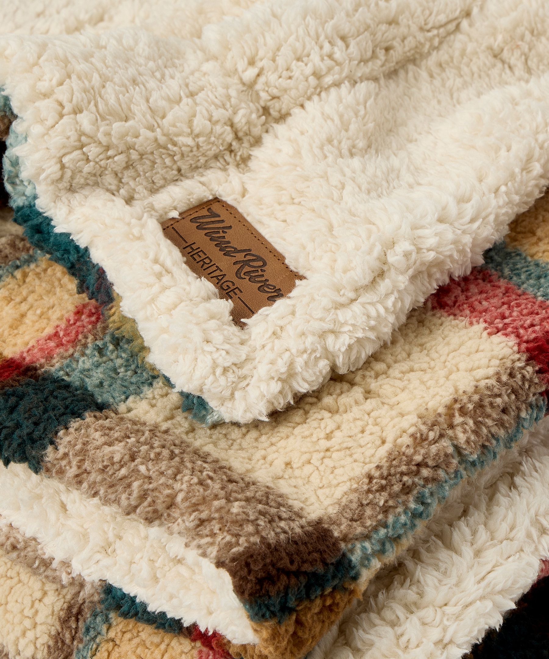 WindRiver Heritage Multi-Plaid Sherpa Blanket CloseUp