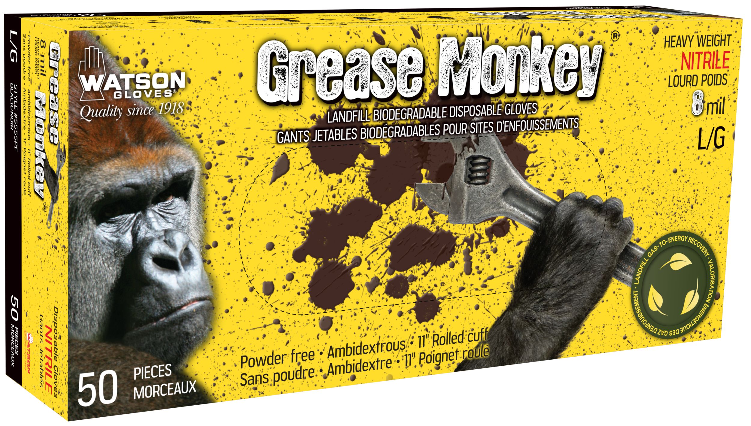 Watson Gloves Men's Grease Monkey Biodegradable Disposables Gloves