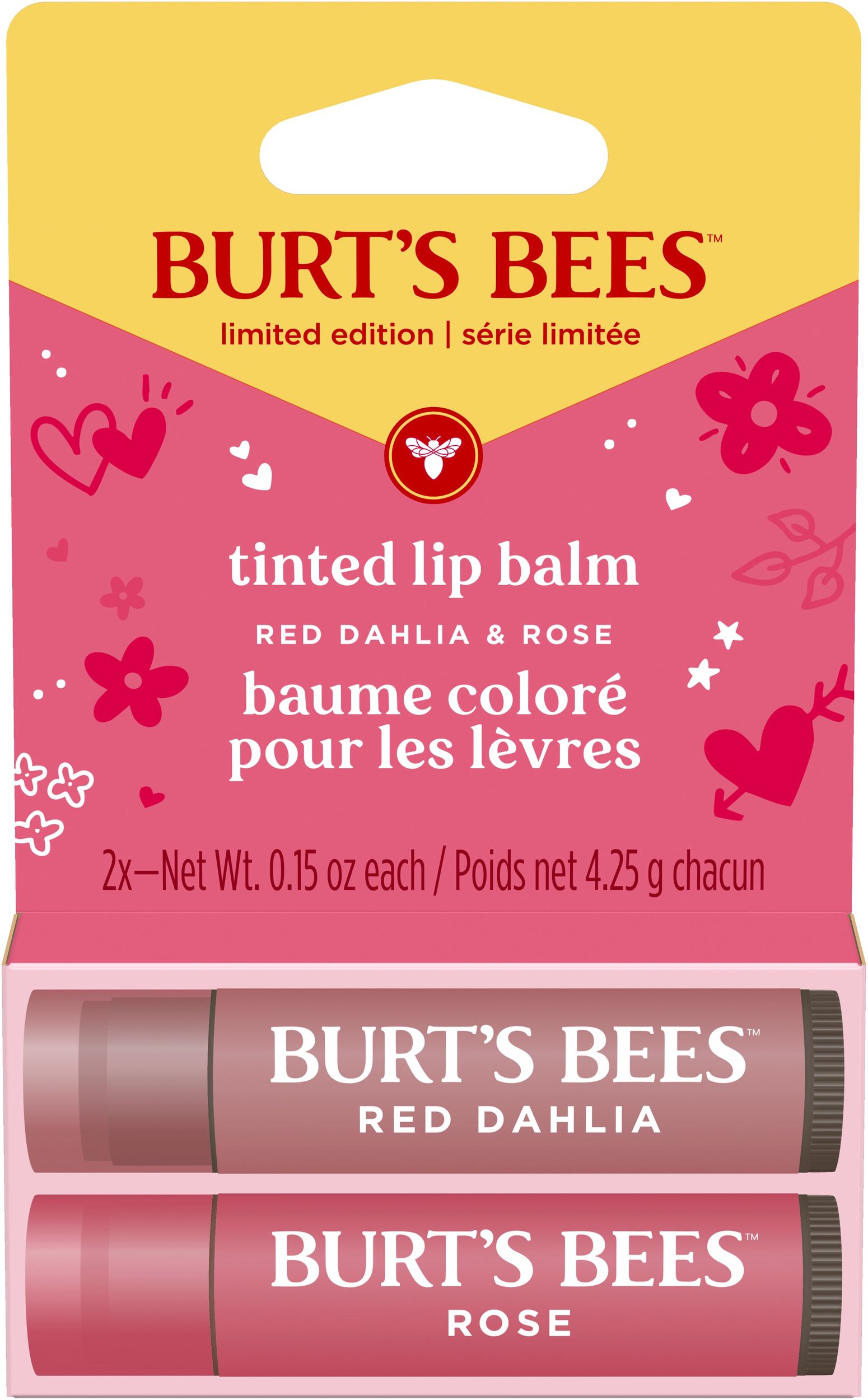 Burts Bees 2 Pack Carded Tinted Lip Balms Front_Flat