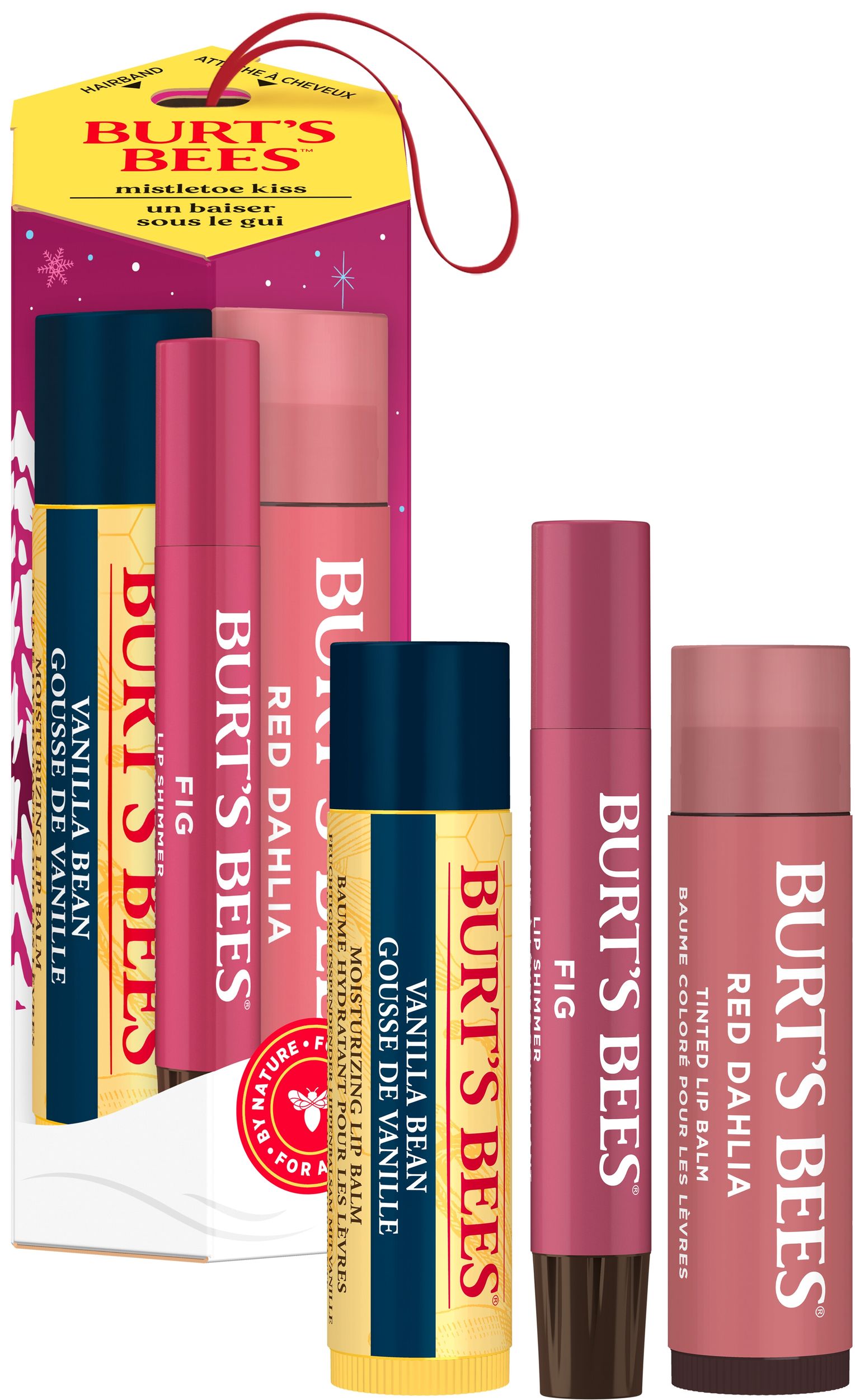 Ensemble cadeau baume à lèvres et brillant à lèvres, Burt’s Bees, paquet de 3 Front_Flat
