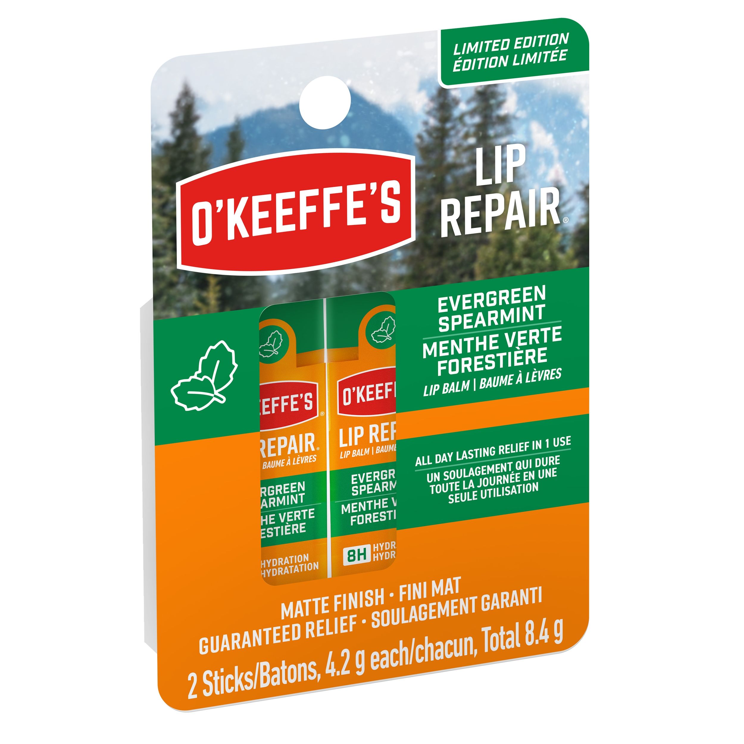 Soin réparateur pour les lèvres Sapin et menthe verte, O’Keeffe’s, paquet de 2