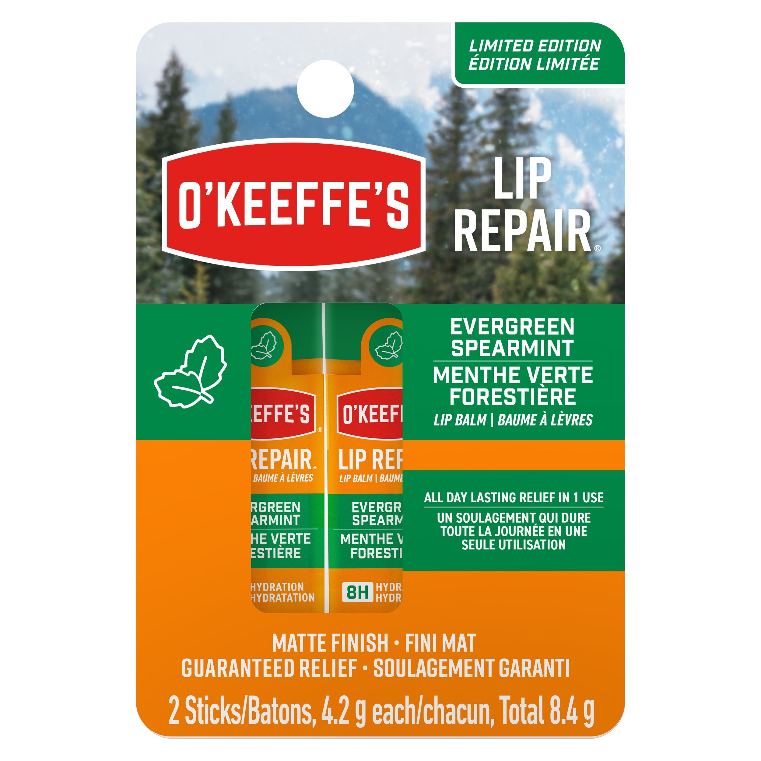 Soin réparateur pour les lèvres Sapin et menthe verte, O’Keeffe’s, paquet de 2
