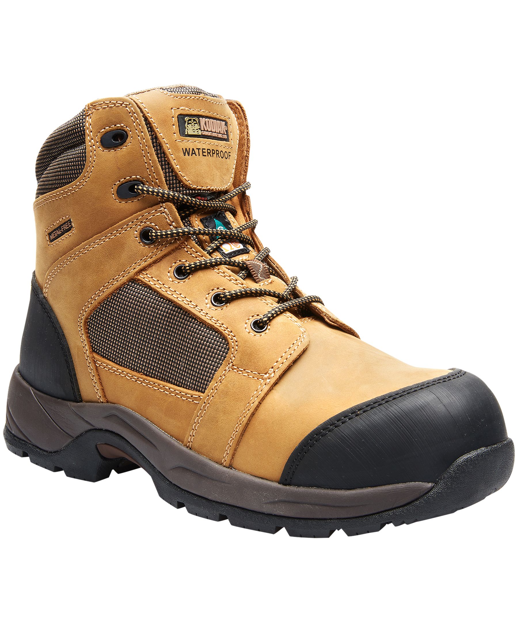 Kodiak Men's Trakker Mid Composite Toe Composite Plate Waterproof Electric Shock Resistant Safety Hikers Brown