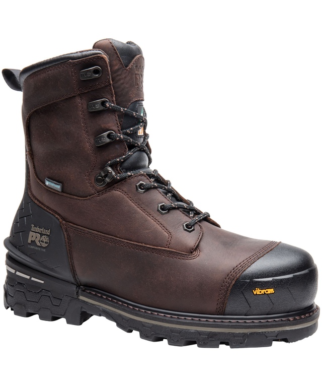 Timberland PRO Men's Composite Toe Composite Plate Boondock Waterproof 8 inch Work Boots - Brown
