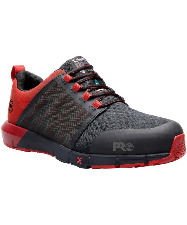 Timberland PRO Men's Radius Athletic Safety Shoes Black/Red Marks