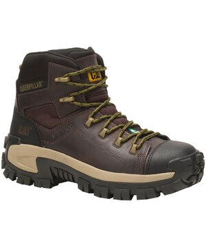 Bottes de travail style randonnée en cuir étanche à l'eau avec protection en composite pour hommes, Invader, CAT