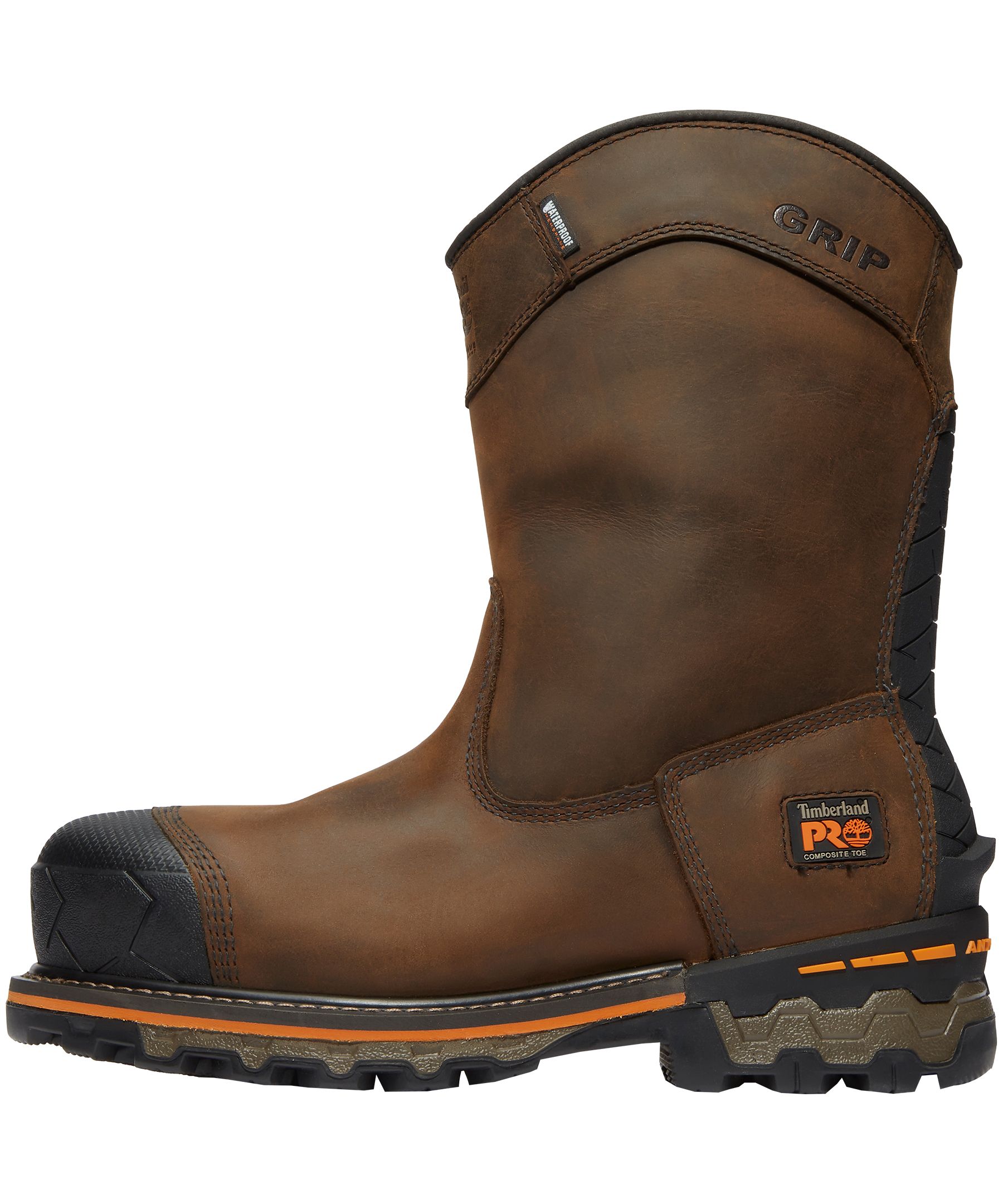 Timberland PRO Men's Boondock 8 Inch Composite Toe Composite Plate Industrial Grade Waterproof Pull On Work Boots