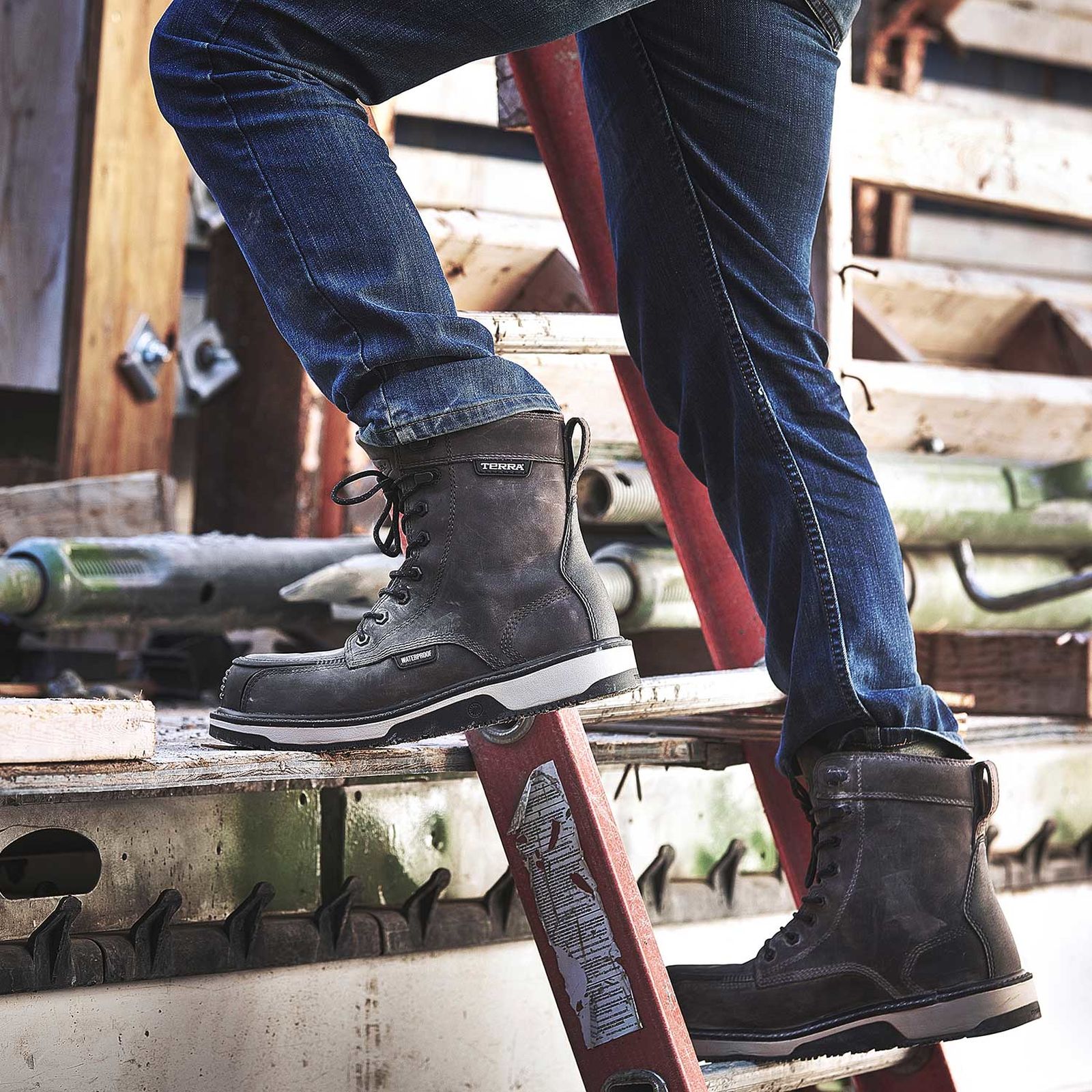 Terra Men's Ironstone 8 Inch Composite Toe Composite Plate Waterproof Moc Toe Wedge Boots