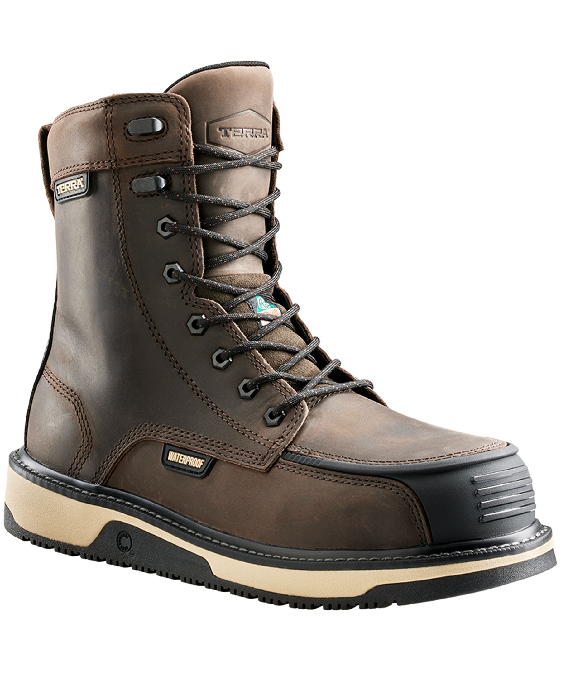 Terra Men's Ironstone 8 Inch Composite Toe Composite Plate Waterproof Moc Toe Wedge Boots