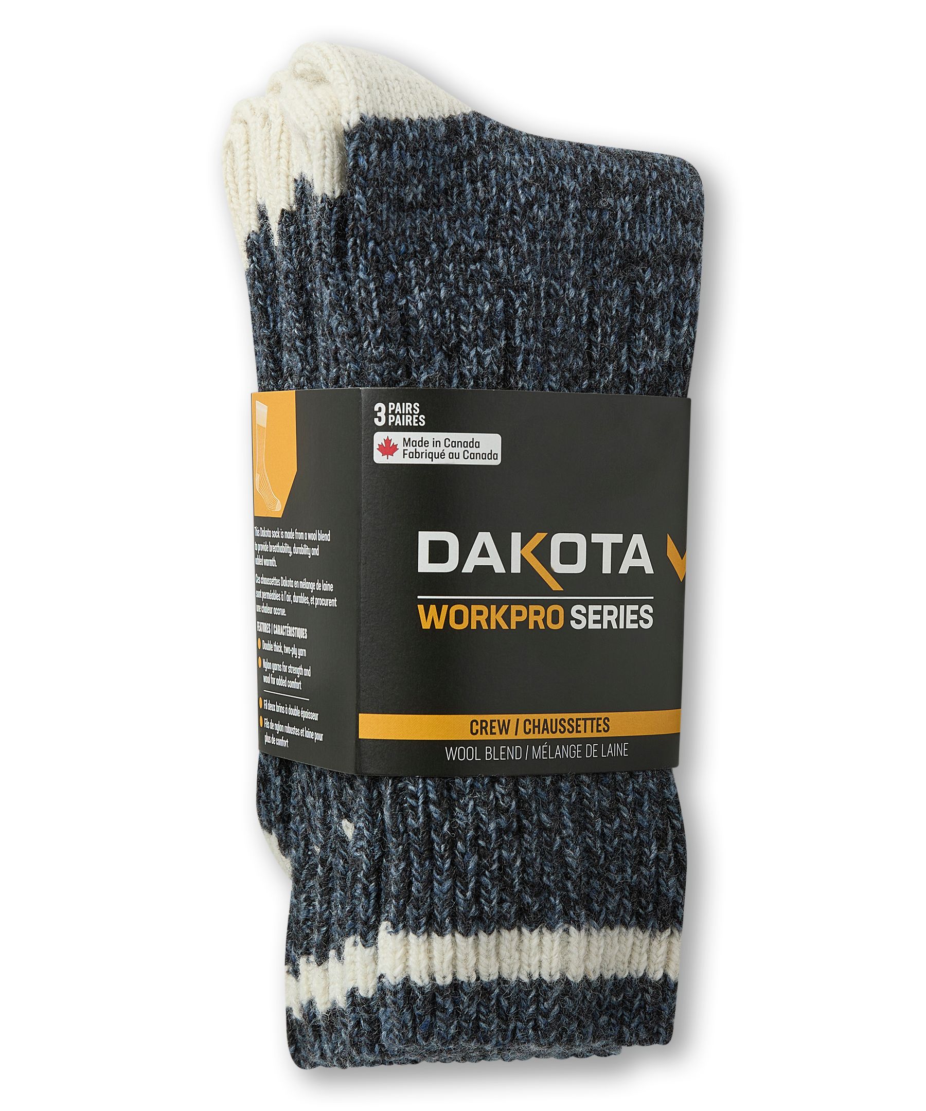 Chaussettes de travail Dakota Workpro Series, pour hommes, paquet de 3&nbsp;paires