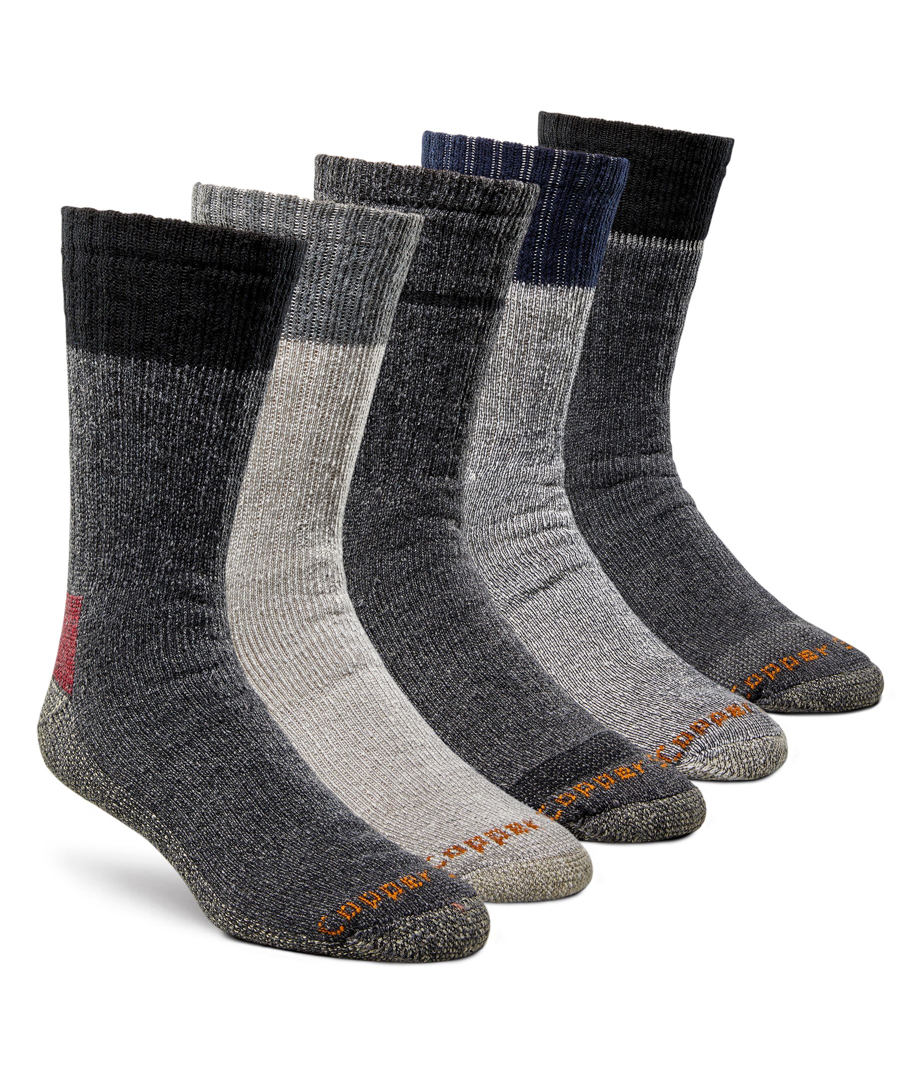 Copper Sole Mens' 5 Pack Thermal Work Socks