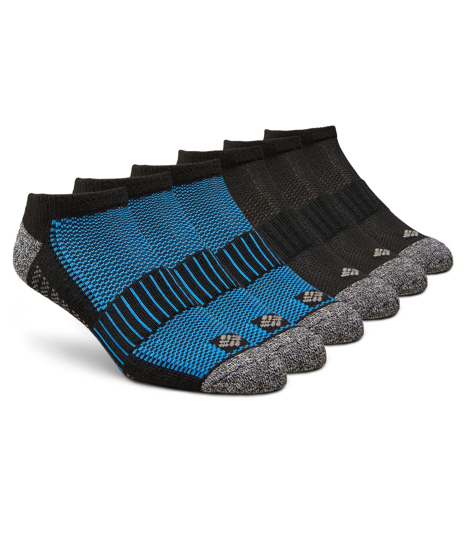 Columbia Men's 6 Pack Moisture Guard No Show Sport Socks Black Blue