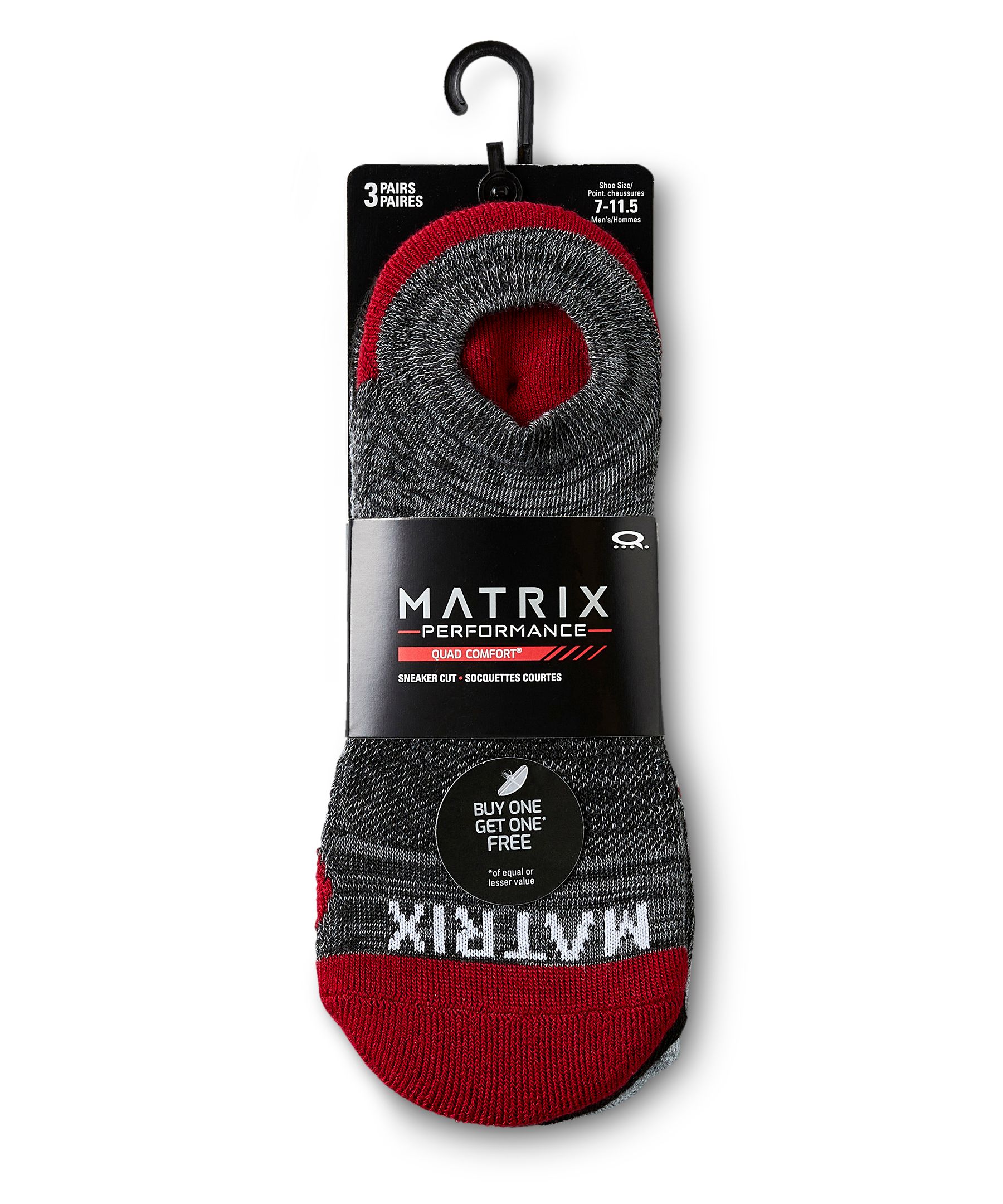 Socquettes Matrix FRESHTECH QUAD COMFORT pour hommes, paquet de 3&nbsp;paires