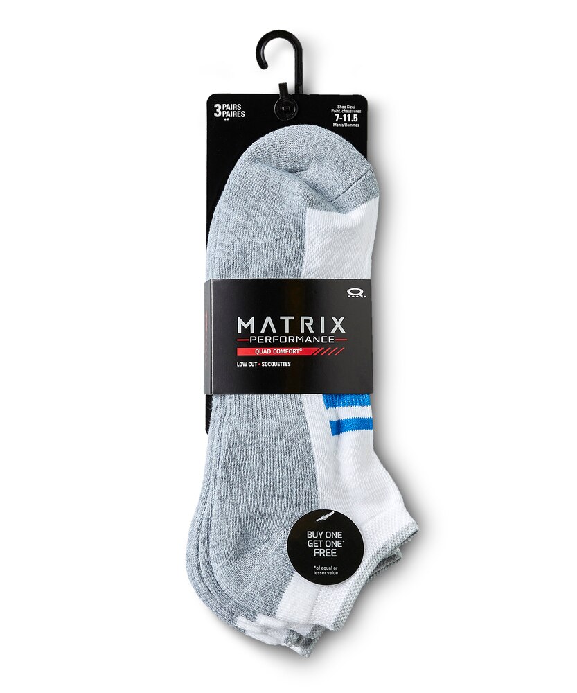 Matrix Men's 3 Pack FRESHTECH Quad Comfort Low Cut Sport Socks Marks