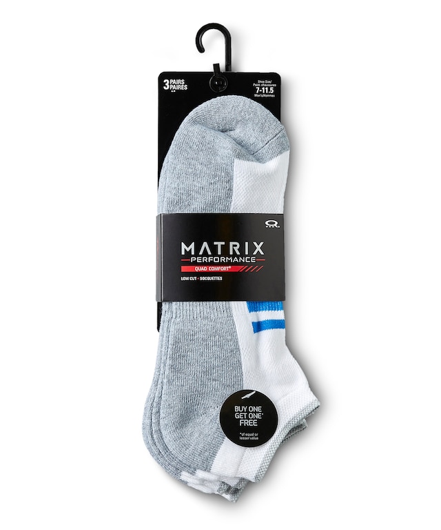 Matrix Men's 3 Pack FRESHTECH Quad Comfort Low Cut Sport Socks Marks