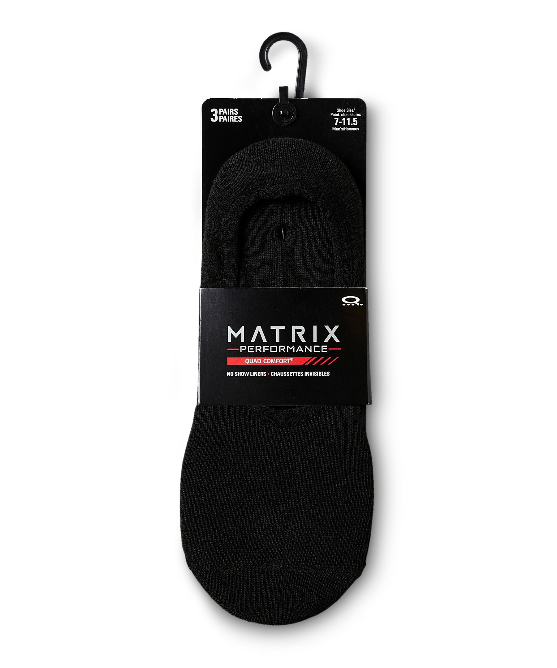 Chaussettes de sport à doublure Quad Comfort pour hommes, Matrix, paquet de 3&nbsp;paires