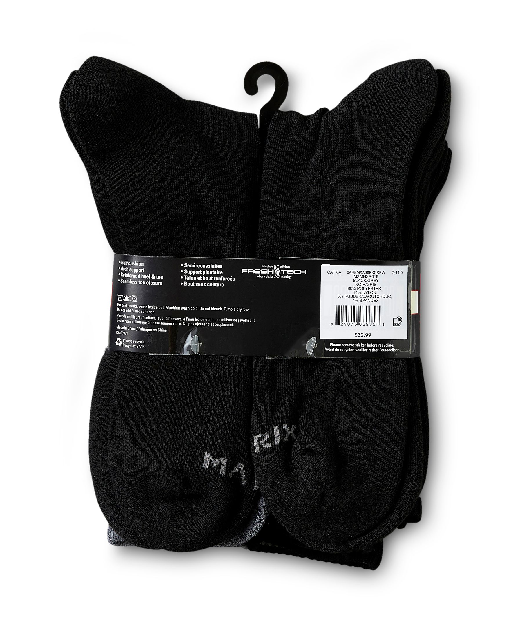 Chaussettes de sport pour hommes, Matrix, paquet de 6&nbsp;paires