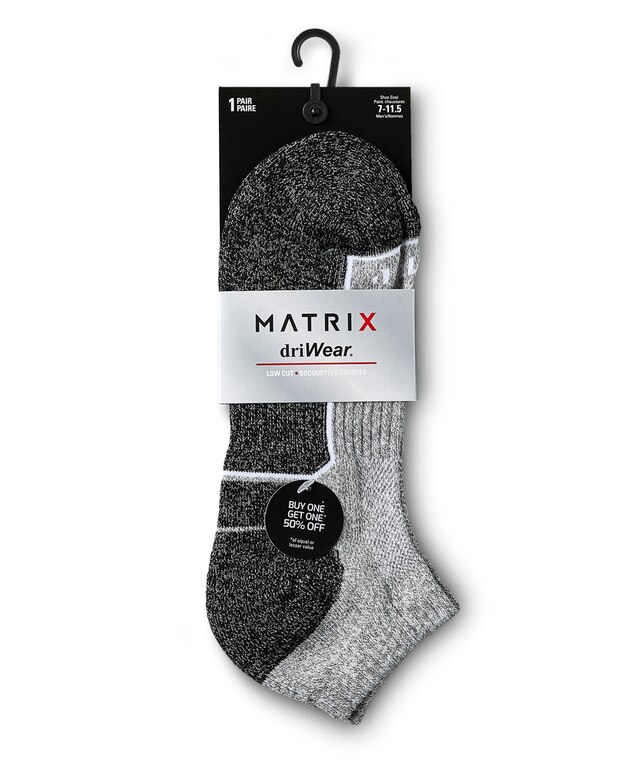 Matrix Men's driWear Low Cut Cushion Sport Socks Marks