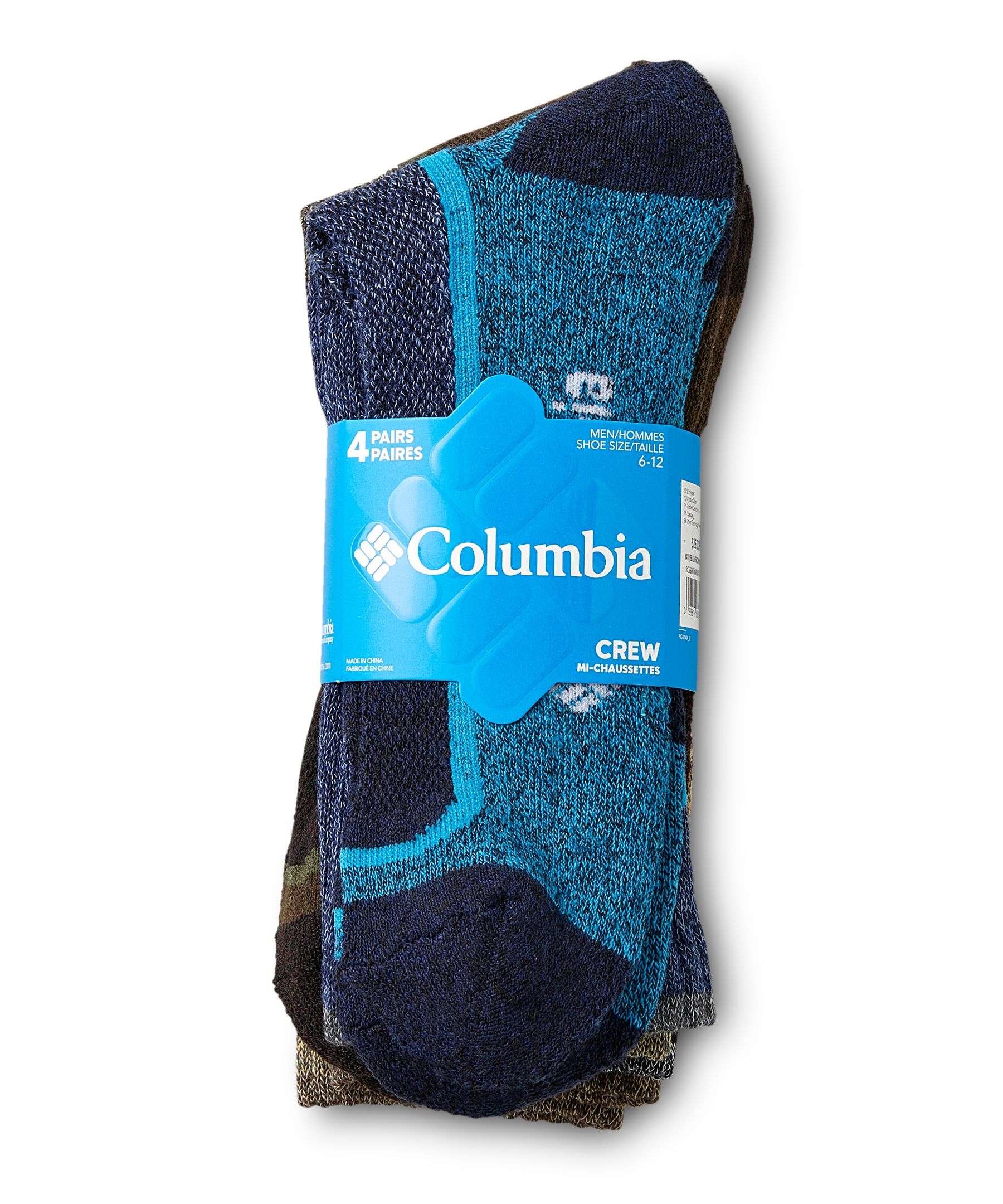 Mi-chaussettes rembourrées avec contrôle de l'humidité, pour hommes, Columbia, paquet de 4&nbsp;paires