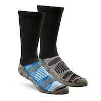 Copper Sole Men's 2 Pack Repreve Crew Hiking Socks with Moisture Guard Front_Three_Fourths_Angled_Right