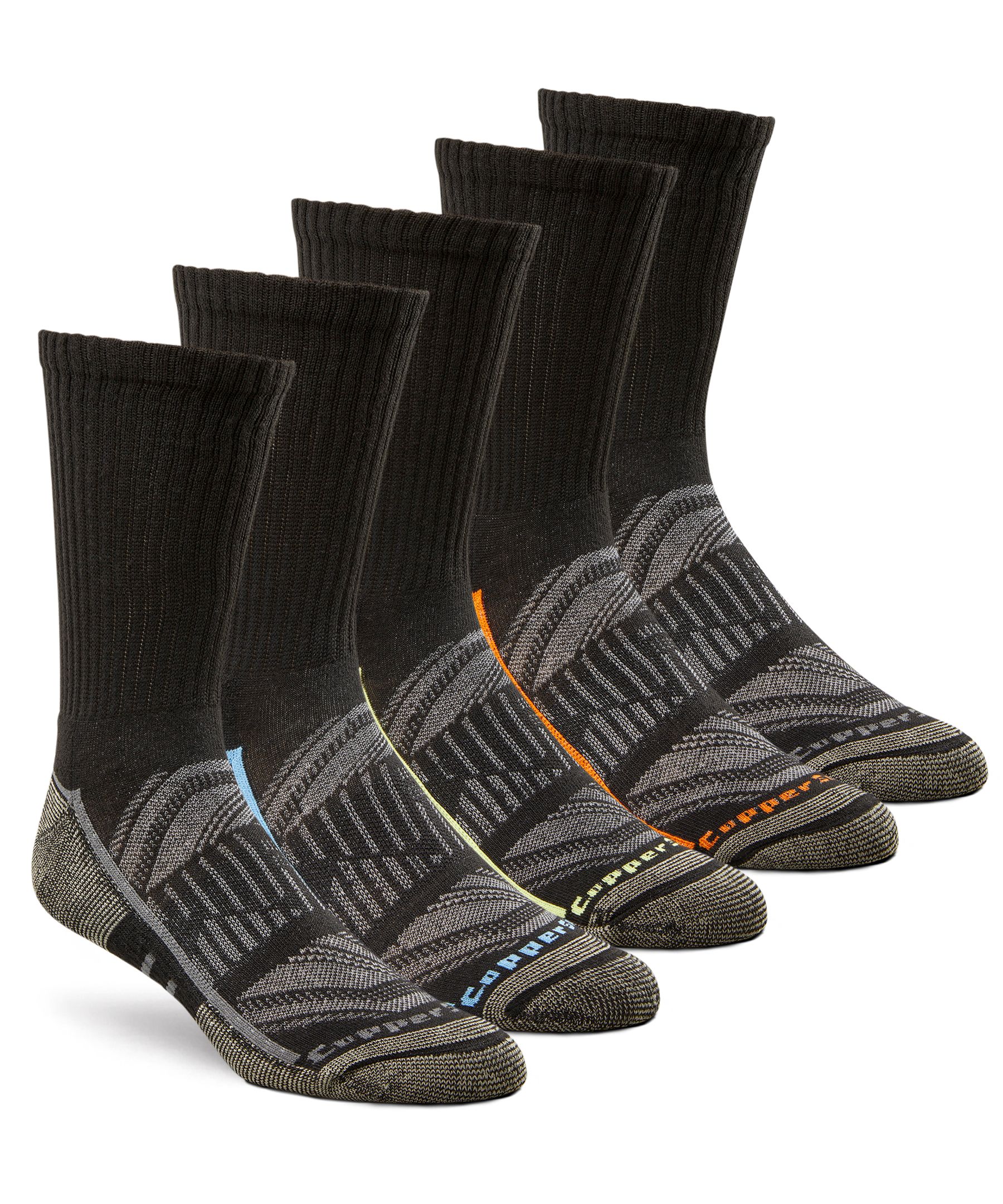 Copper Sole Men's 5 Pack Extreme Athletic Crew Socks with Moisture ...