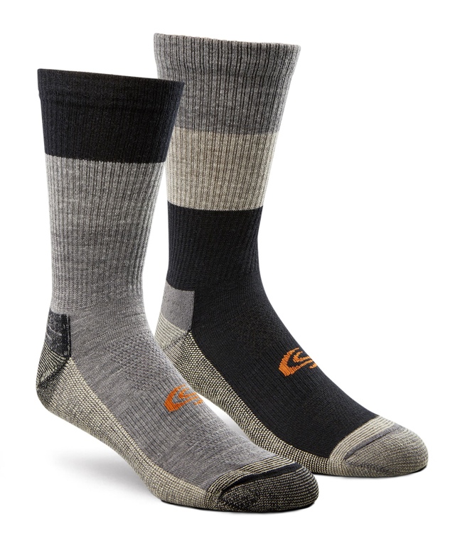 Copper Sole Men's 2 Pack Merino Wool Crew Hiking Socks with Moisture Guard