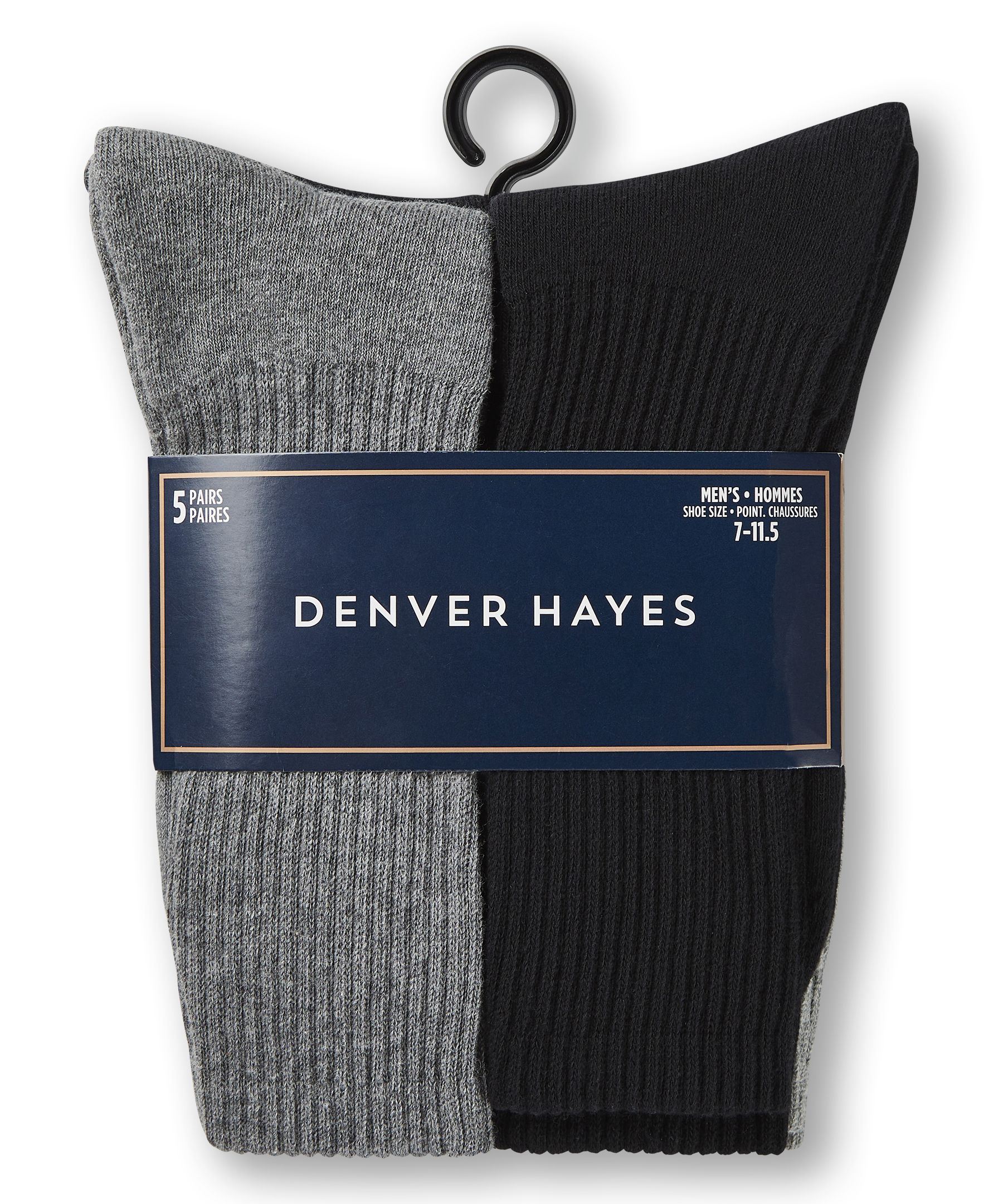 Mi-chaussettes décontractées pour hommes, Denver Hayes, paquet de 5&nbsp;paires