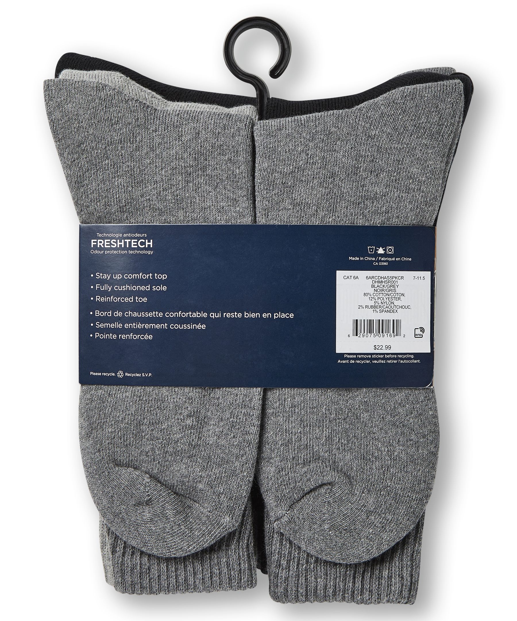 Mi-chaussettes décontractées pour hommes, Denver Hayes, paquet de 5&nbsp;paires