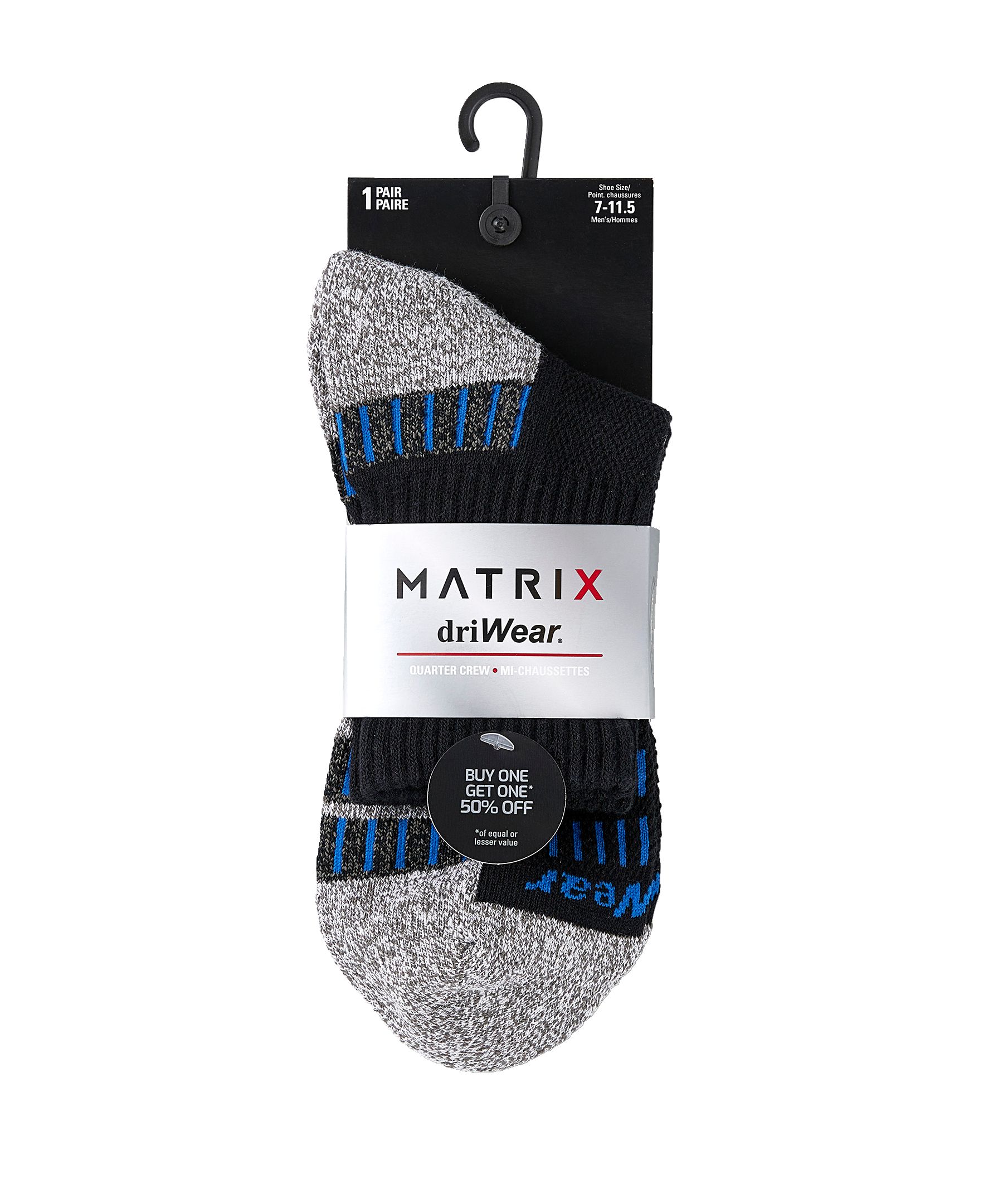 Matrix Men's driWear Quarter Crew Sport Socks | Marks