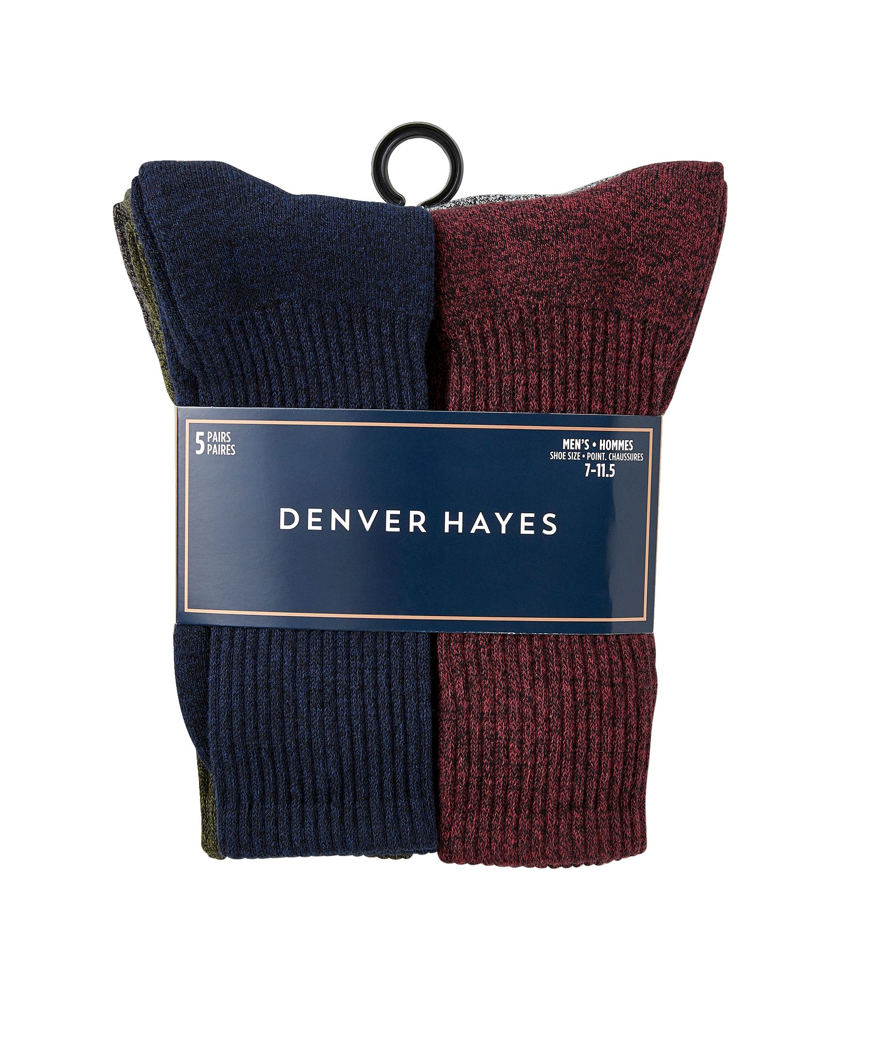Mi-chaussettes décontractées pour hommes, Denver Hayes, paquet de 5&nbsp;paires