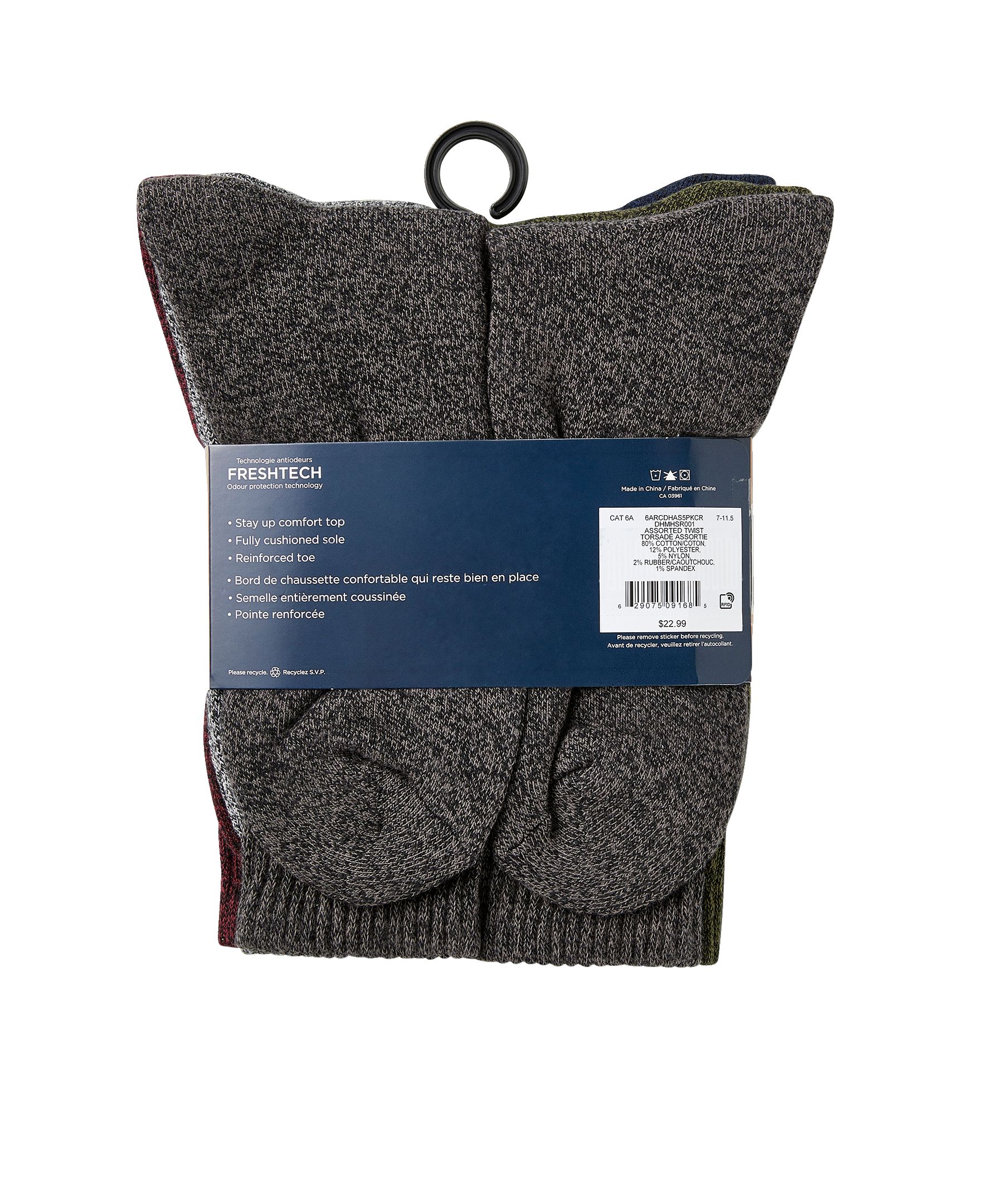 Mi-chaussettes décontractées pour hommes, Denver Hayes, paquet de 5&nbsp;paires