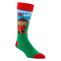Denver Hayes Men's Novelty Canadiana Pattern Crew Socks Front_Three_Fourths_Angled_Right