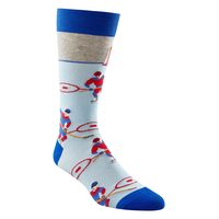 Denver Hayes Men's Novelty Sports Pattern Crew Socks Front_Angled_Right