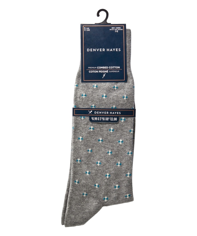 Denver Hayes Men's Novelty Pattern Casual Crew Socks Marks