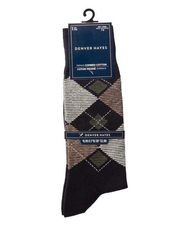 Denver Hayes Men's Novelty Pattern Casual Crew Socks Marks