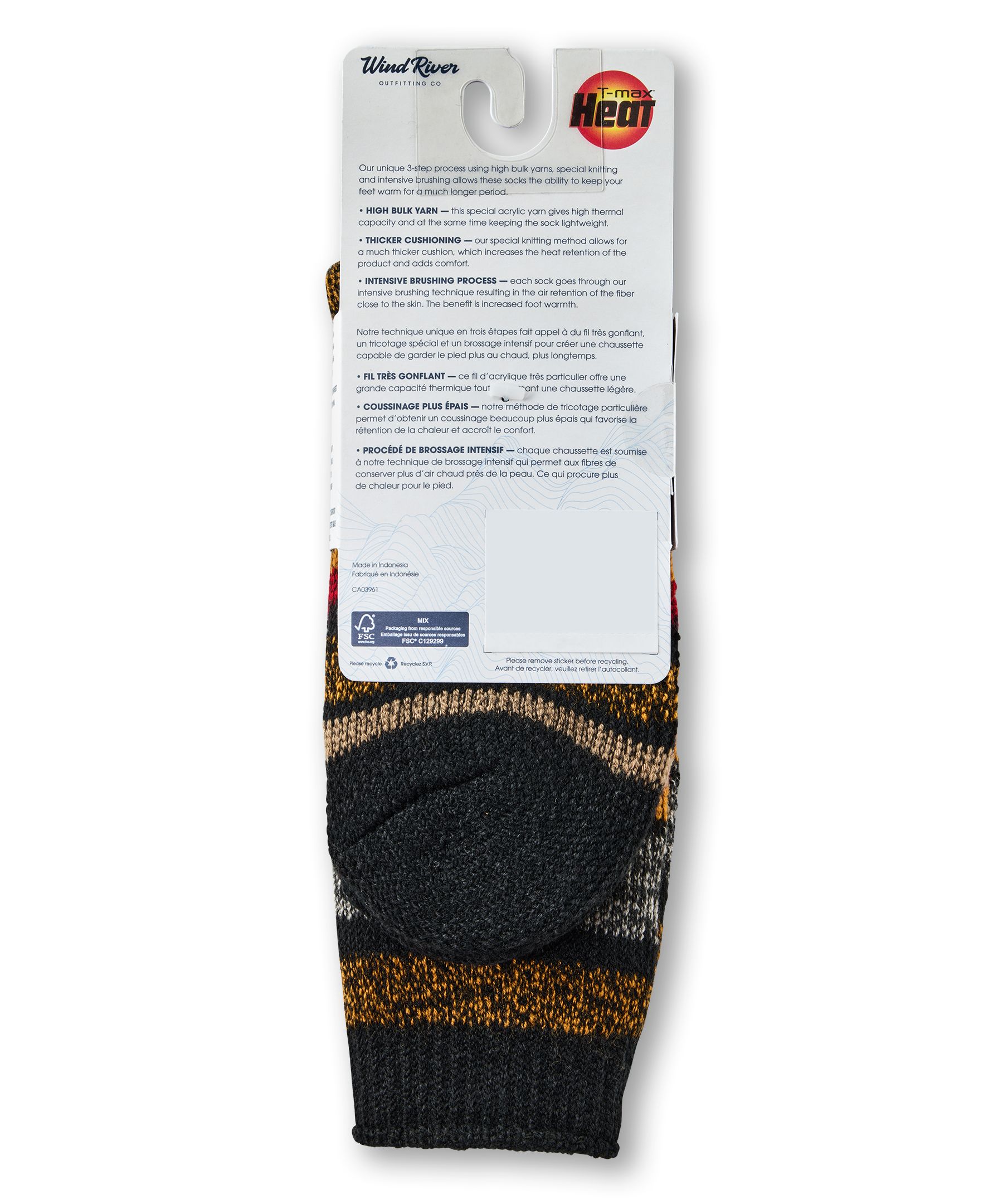 Chaussettes isothermes rayées WindRiver T-MAX HEAT pour bottes, pour hommes