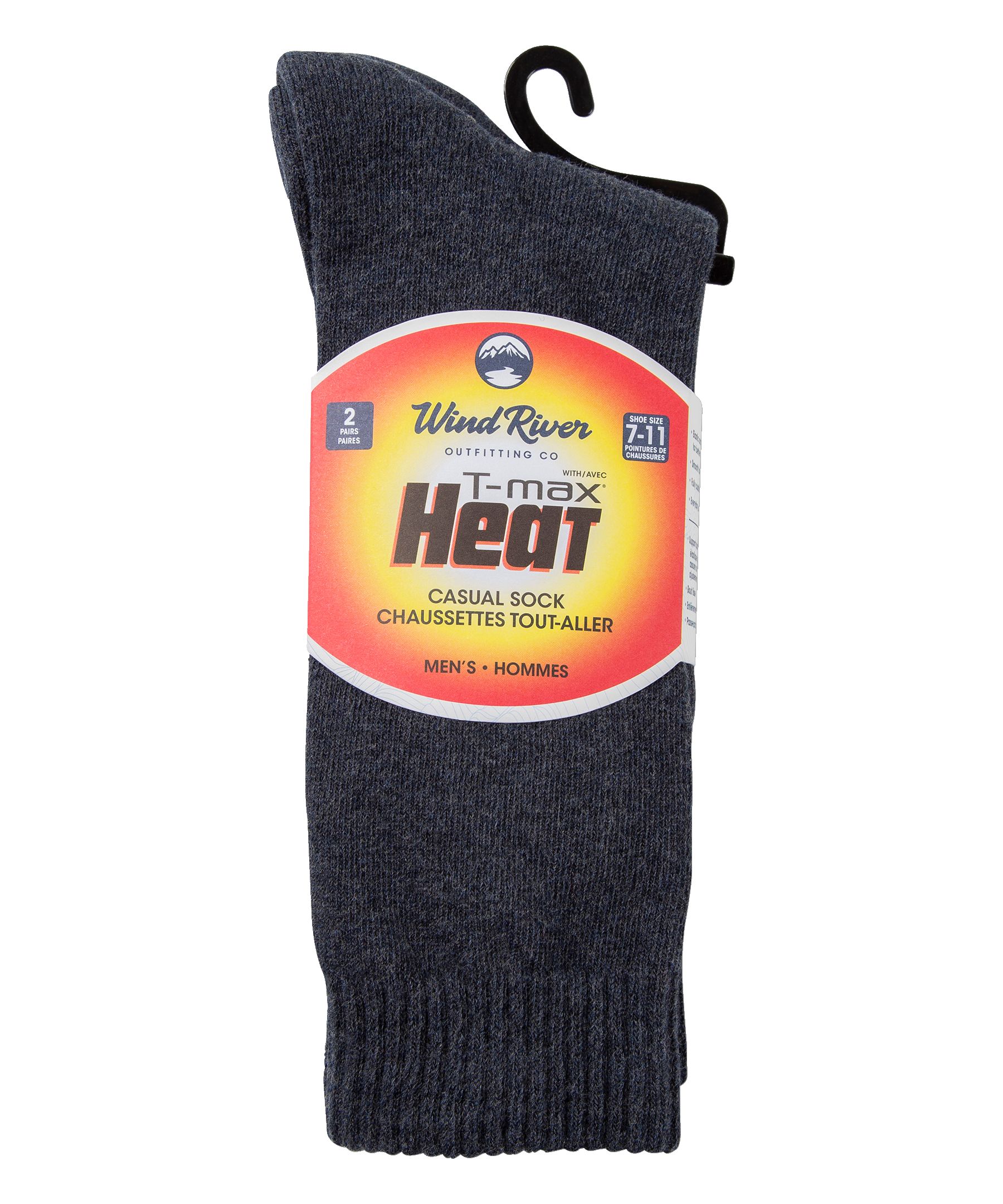 Chaussettes décontractées WindRiver T-MAX à dessous rembourrés pour hommes, paquet de 2&nbsp;paires
