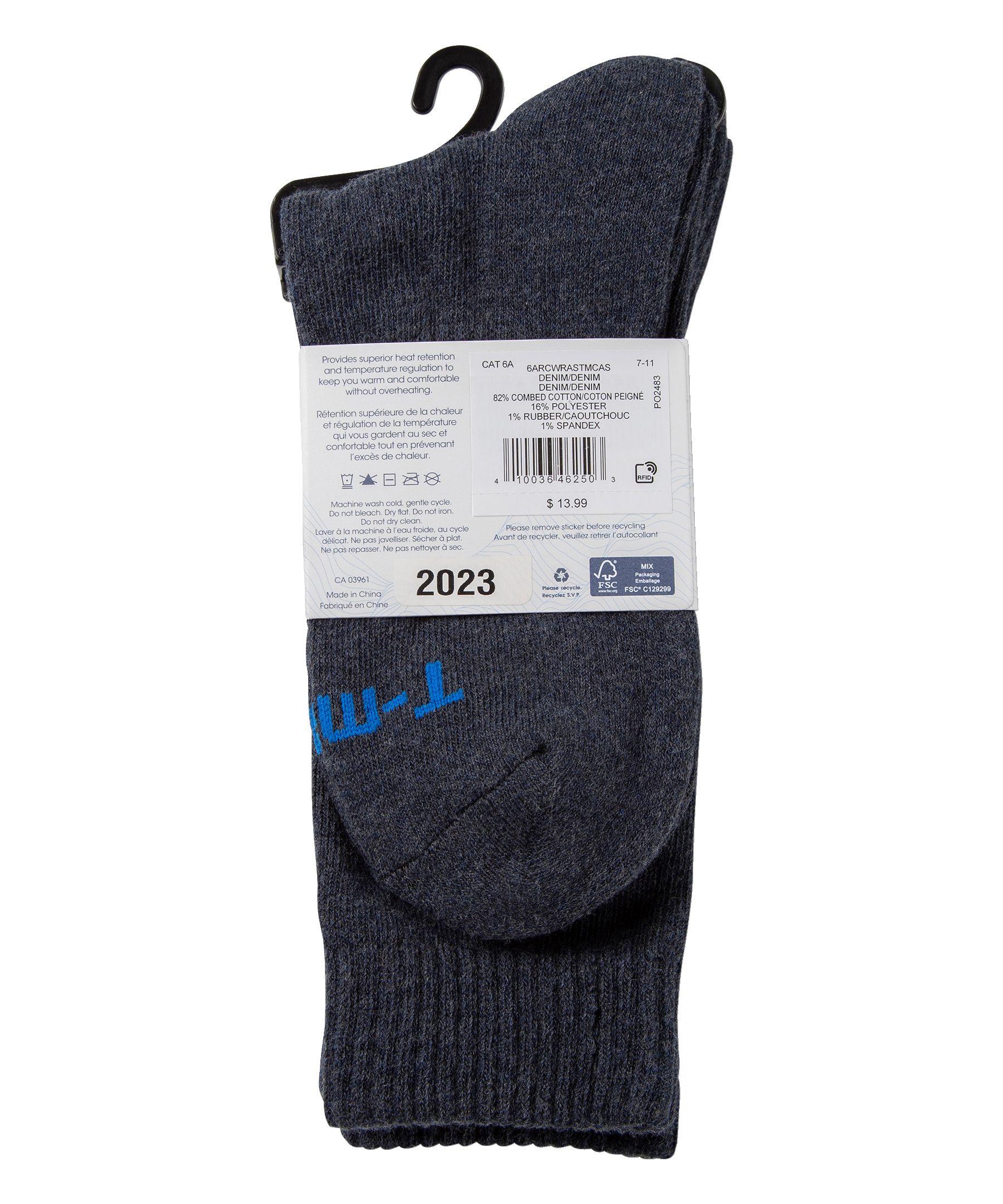 Chaussettes décontractées WindRiver T-MAX à dessous rembourrés pour hommes, paquet de 2&nbsp;paires
