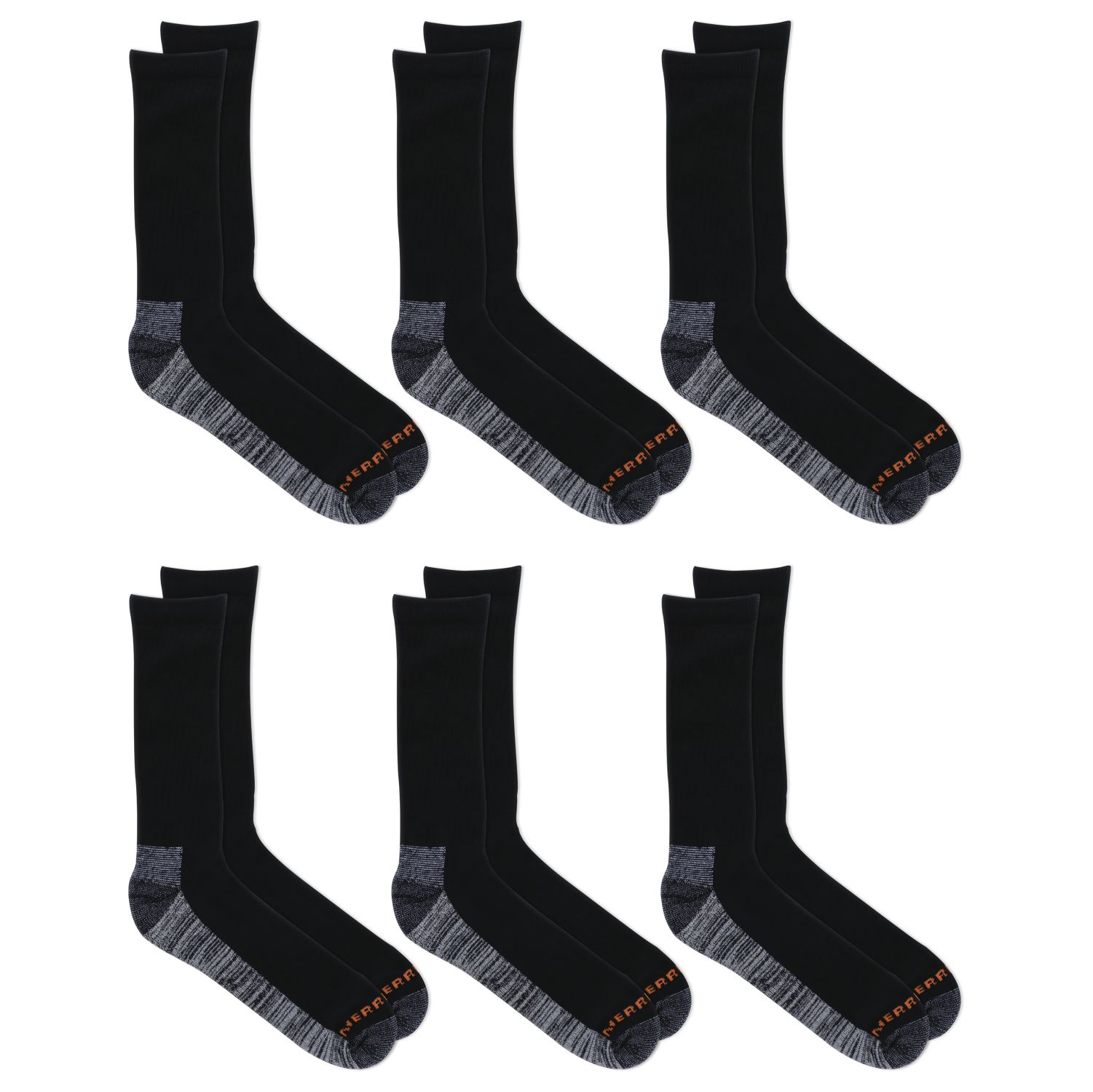 Mi-chaussettes de travail pour hommes, Merrell, paquet de 6&nbsp;paires