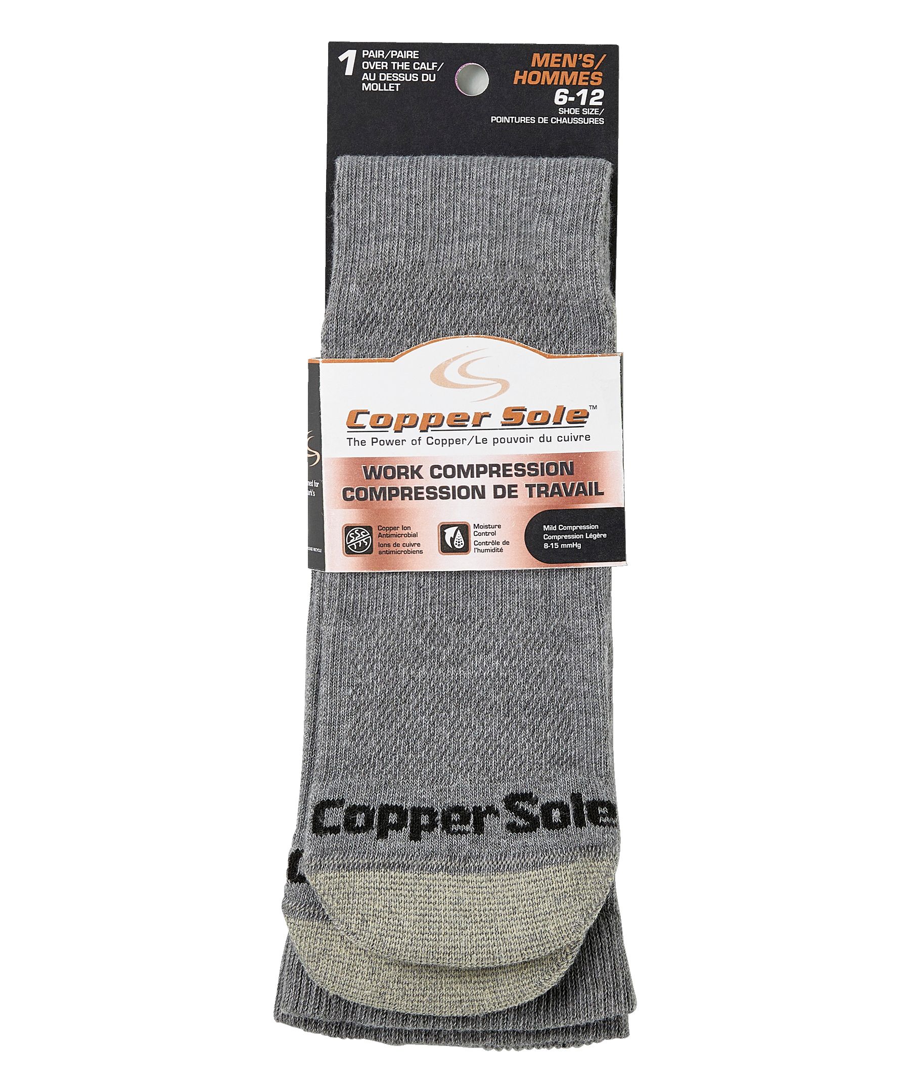 Chaussettes de compression couvre-mollet pour hommes, Copper Sole
