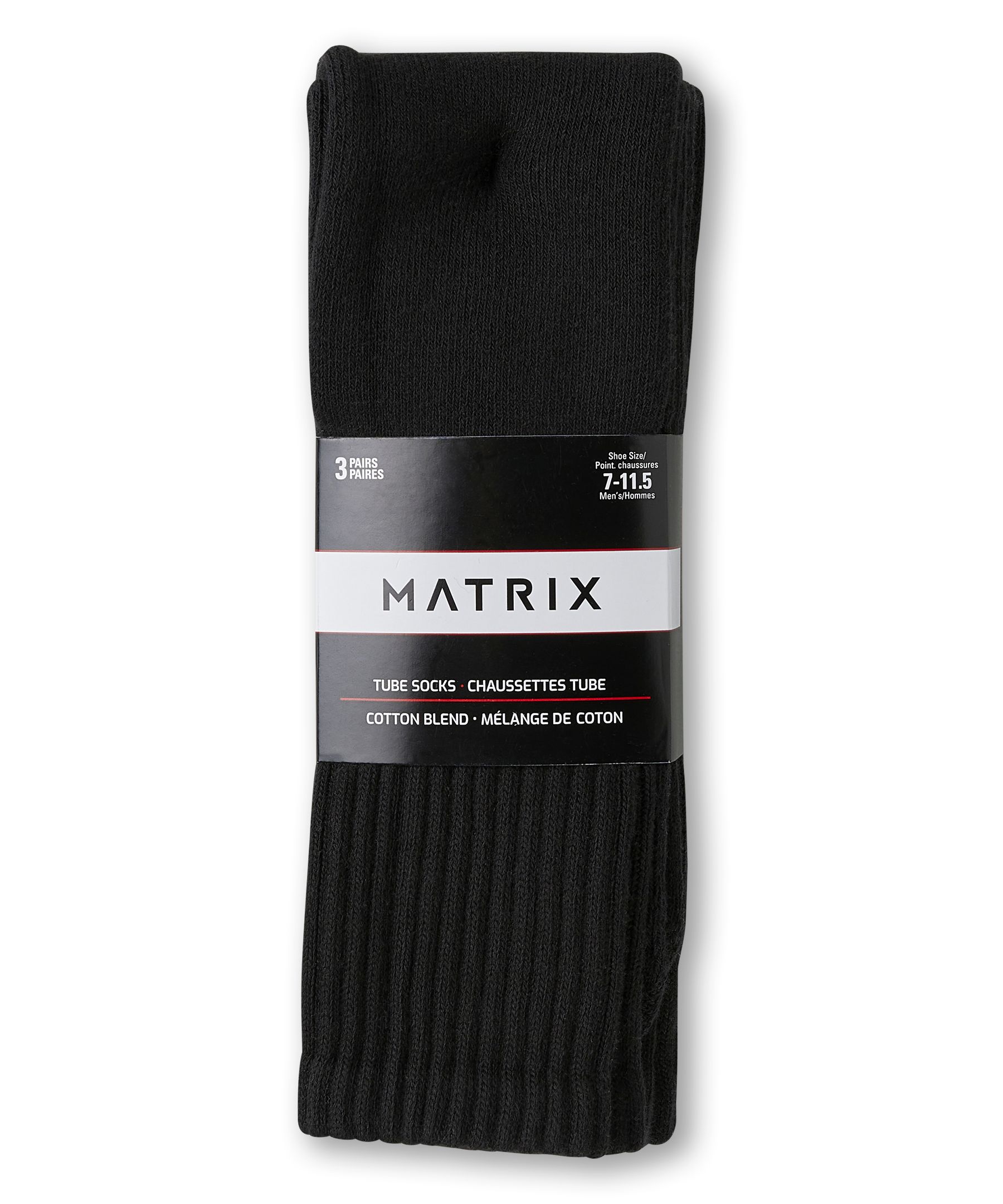 Chaussettes tube de sport pour hommes, Matrix, paquet de 3&nbsp;paires