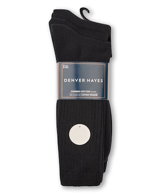 Denver Hayes Men's Casual Rib Socks, 3 Pack
