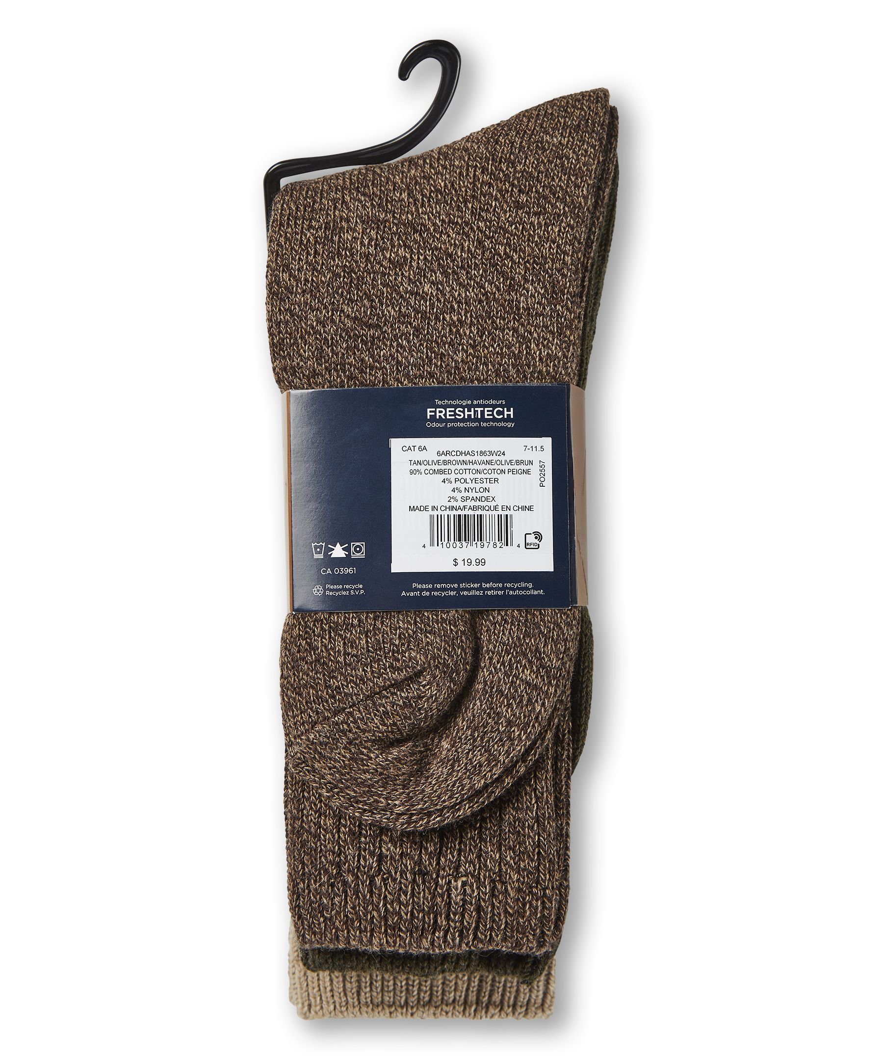 Denver Hayes Men's Casual Rib Socks, 3 Pack