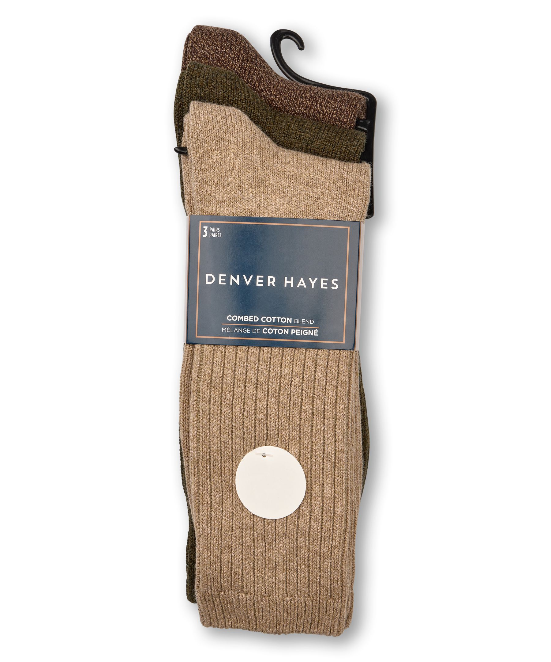 Denver Hayes Men's Casual Rib Socks, 3 Pack