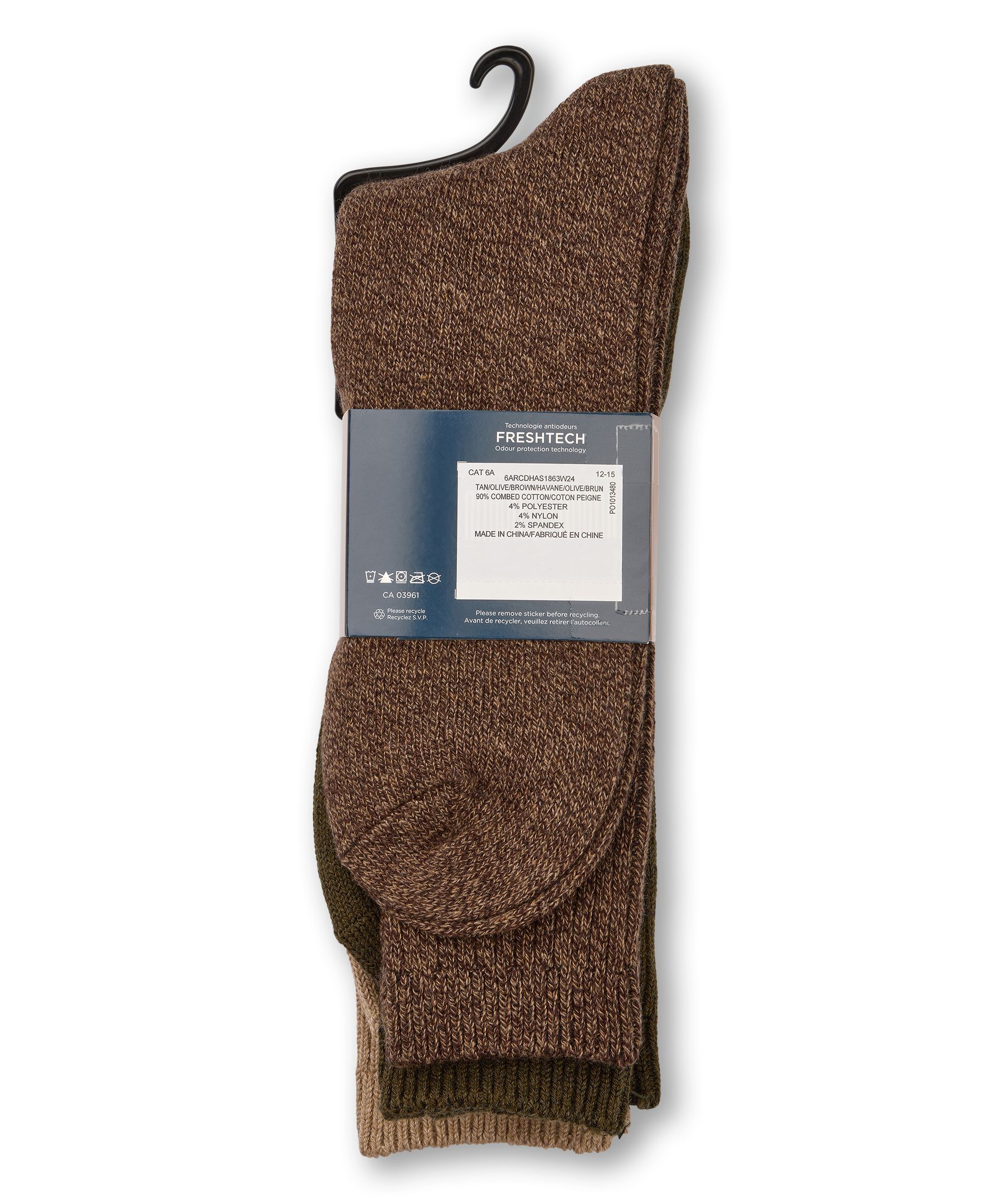 Denver Hayes Men's Casual Rib Socks, 3 Pack