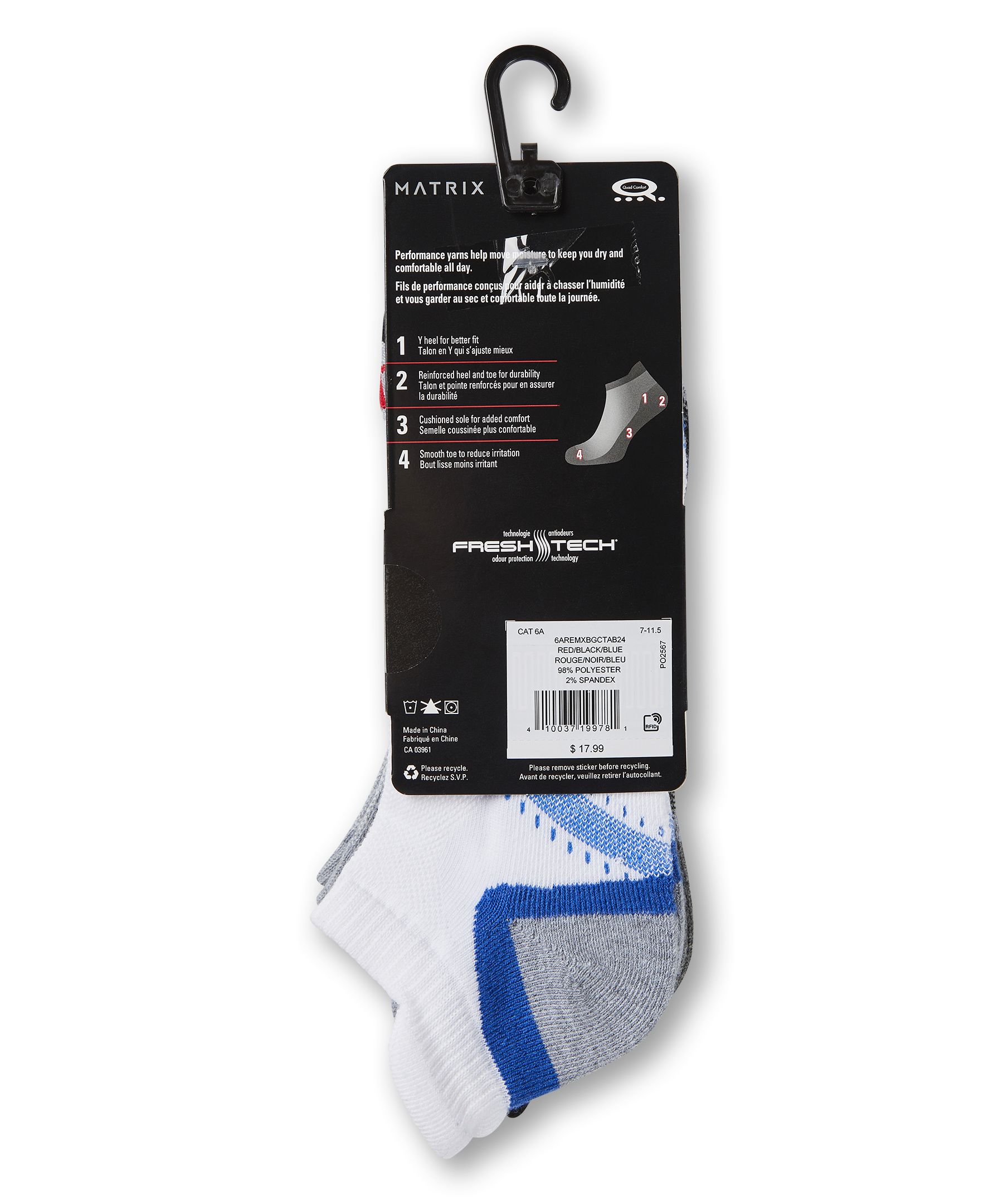 Chaussettes sport basses BOGO pour hommes, Matrix, paquet de 3&nbsp;paires