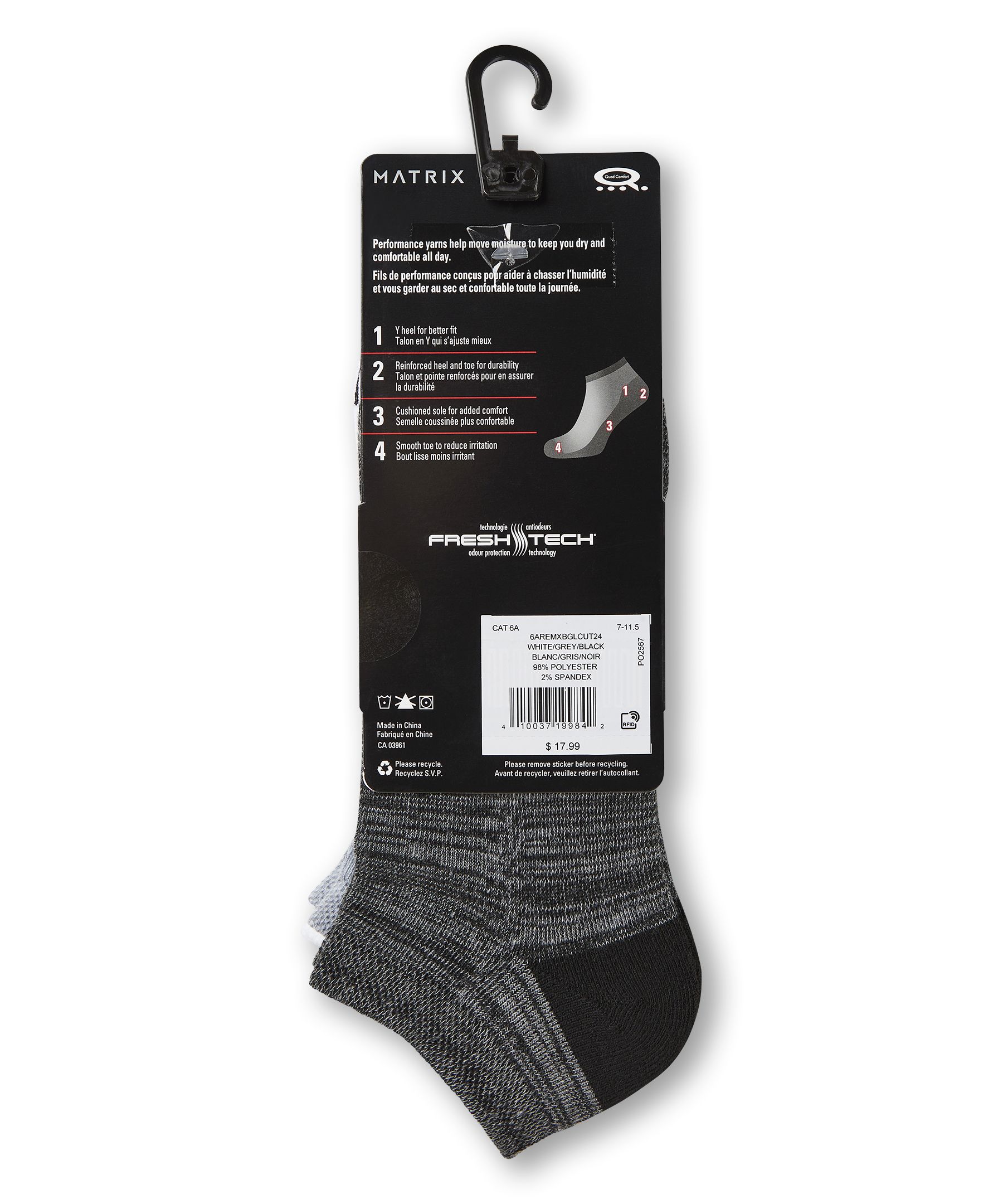 Chaussettes sport basses BOGO pour hommes, Matrix, paquet de 3&nbsp;paires
